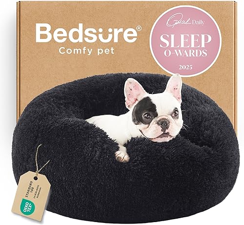 Miniatura 42 de Bedsure - Cama calmante para perros medianos, lavable, mediana, con forma de dona, antideslizante, afelpada, esponjosa, pelo sintético, para gato,