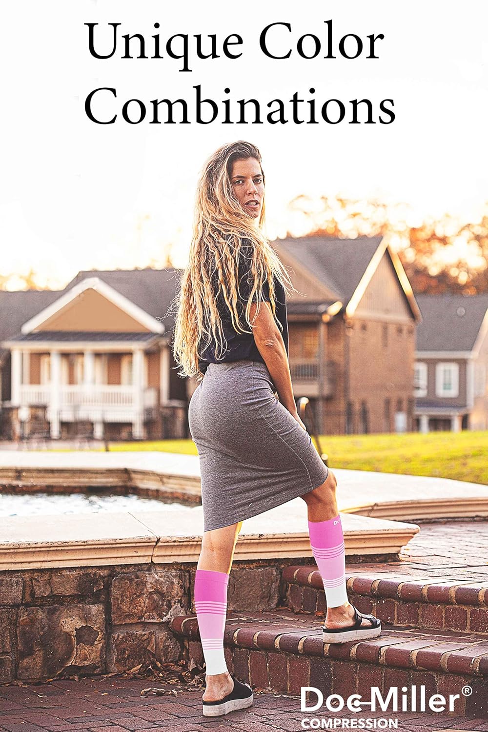 Uр Tо 60% оƒƒ Doc Miller Calf Compression Sleeve Men and Women 20-30 mmHg, Shin Splint Compression Sleeve, Medical Grade Socks for Travel Recovery, Varicose Veins and Maternity 1 Pair Large Pink Pink White Calf Sleeve