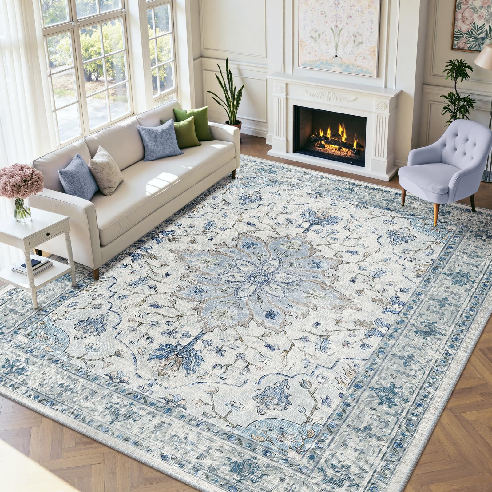 118×211"knight star lily" ViNTAGE RUG Amazon.com: RELEANY Area Rugs 9'x12' Washable Non-Slip, Floral
