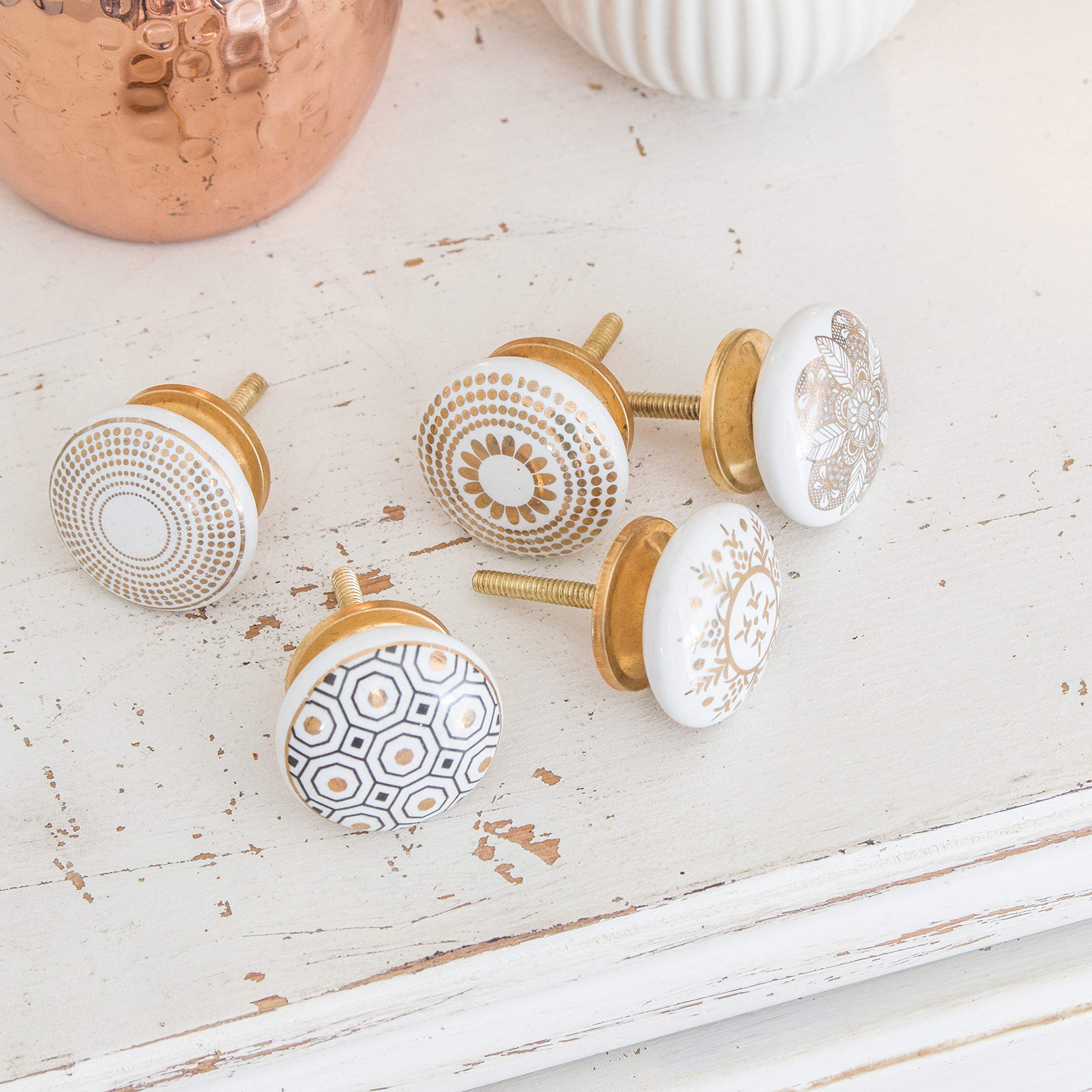 20 X pomelli per mobili in ceramica decorati per armadi e cassetti