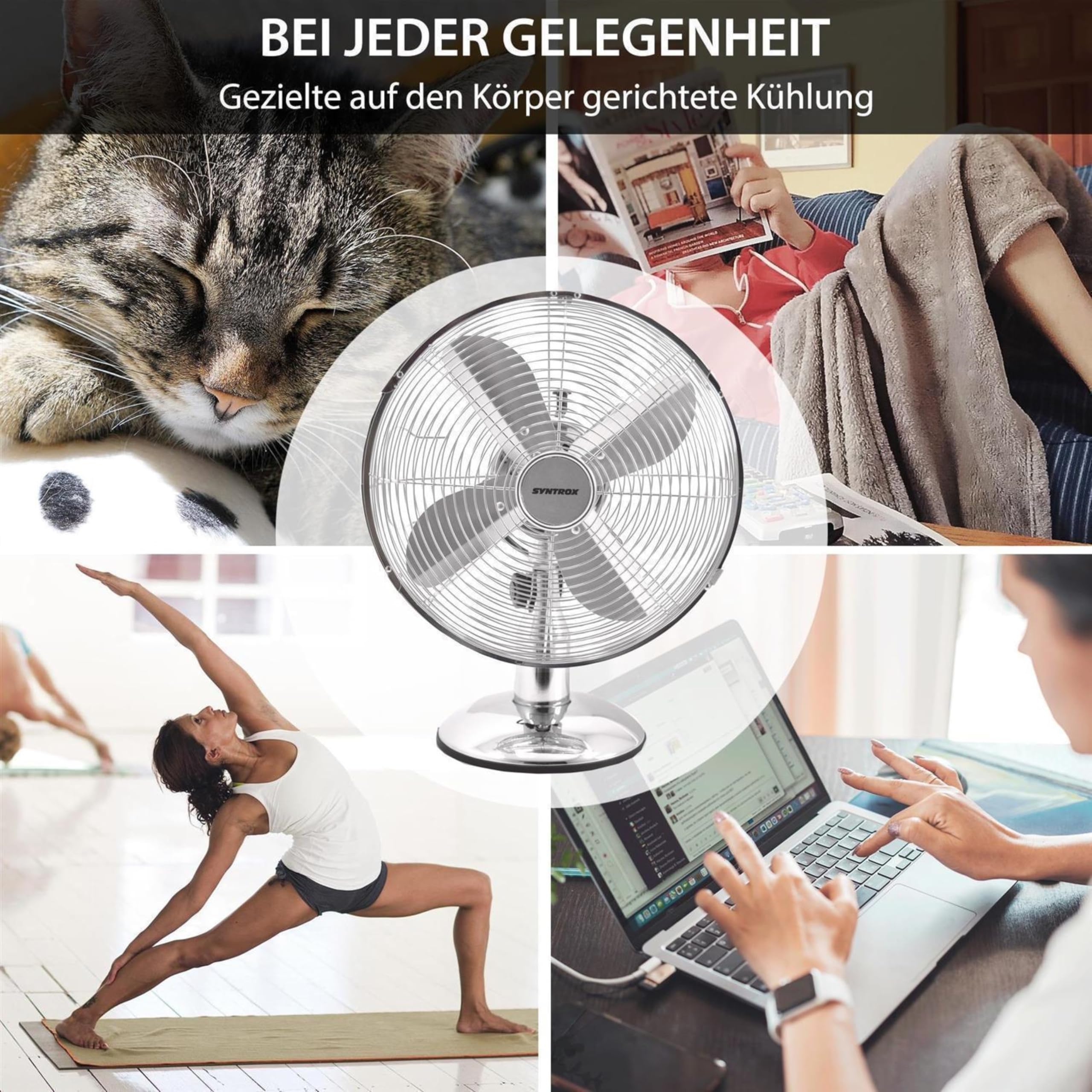 Syntrox Retro Tischventilator mit Oszillation Blinara | Ventilator Tischgerät, elegant und leistungsstark, 33 Watt, Energiesparend, automatische Schwenkfunktion