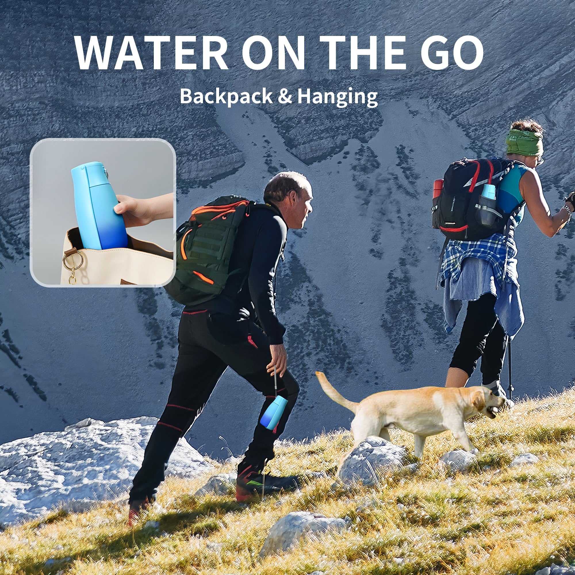 Botella de agua portátil para perros para caminar, 550 ml, botella de agua portátil de viaje para perros, cuenco a prueba de fugas, apto para lavavajillas, ligera, perfecta para senderismo y aventura