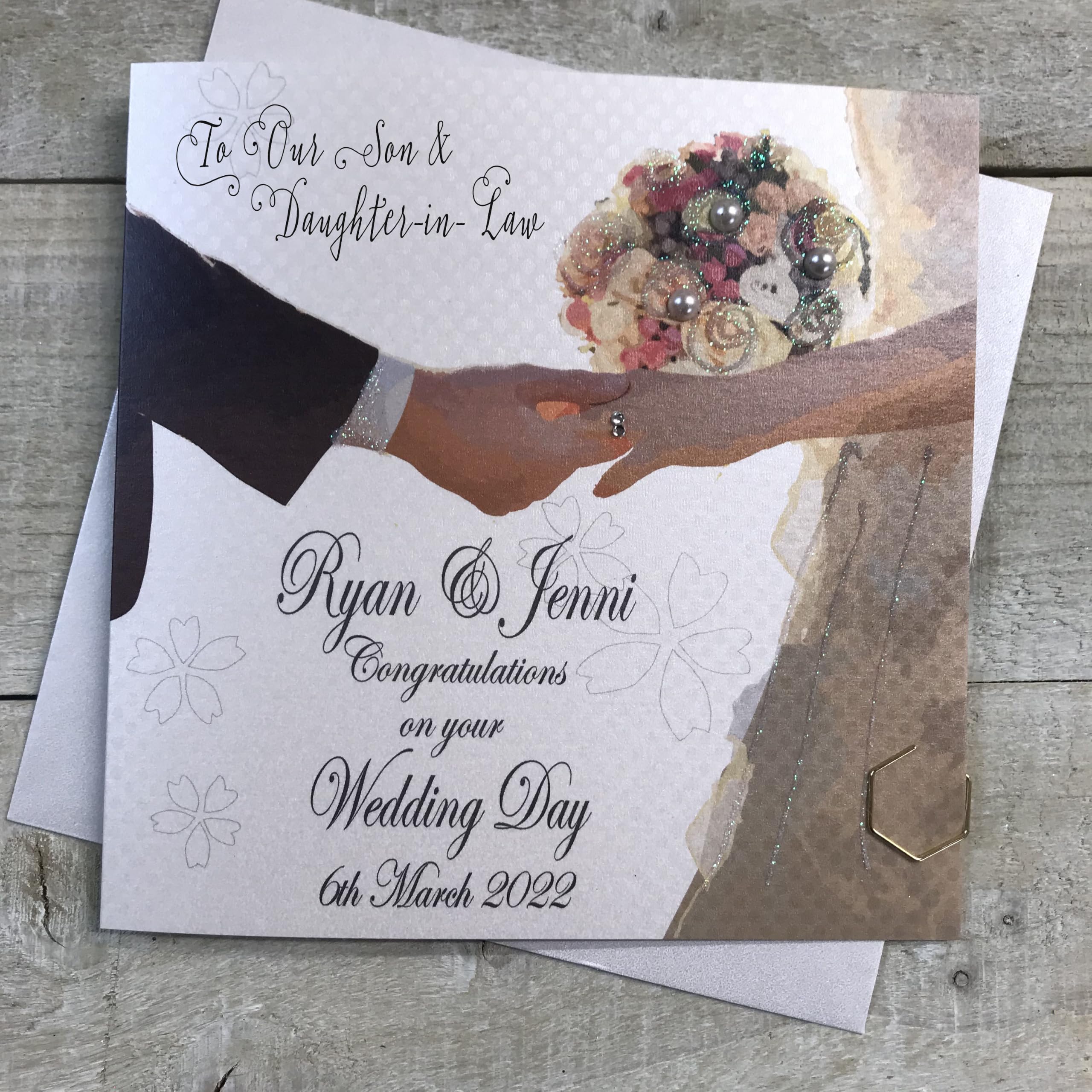 Personalised Handmade Wedding Card - To Our Son & Daughter-in-Law (XP19-52) (16x16)