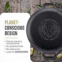 Vista 5 de Victoria - Sartén de hierro fundido tipo comal de 10 pulgadas para pizza con 2 asas laterales, pre-sazonada con aceite de linaza, fabricada