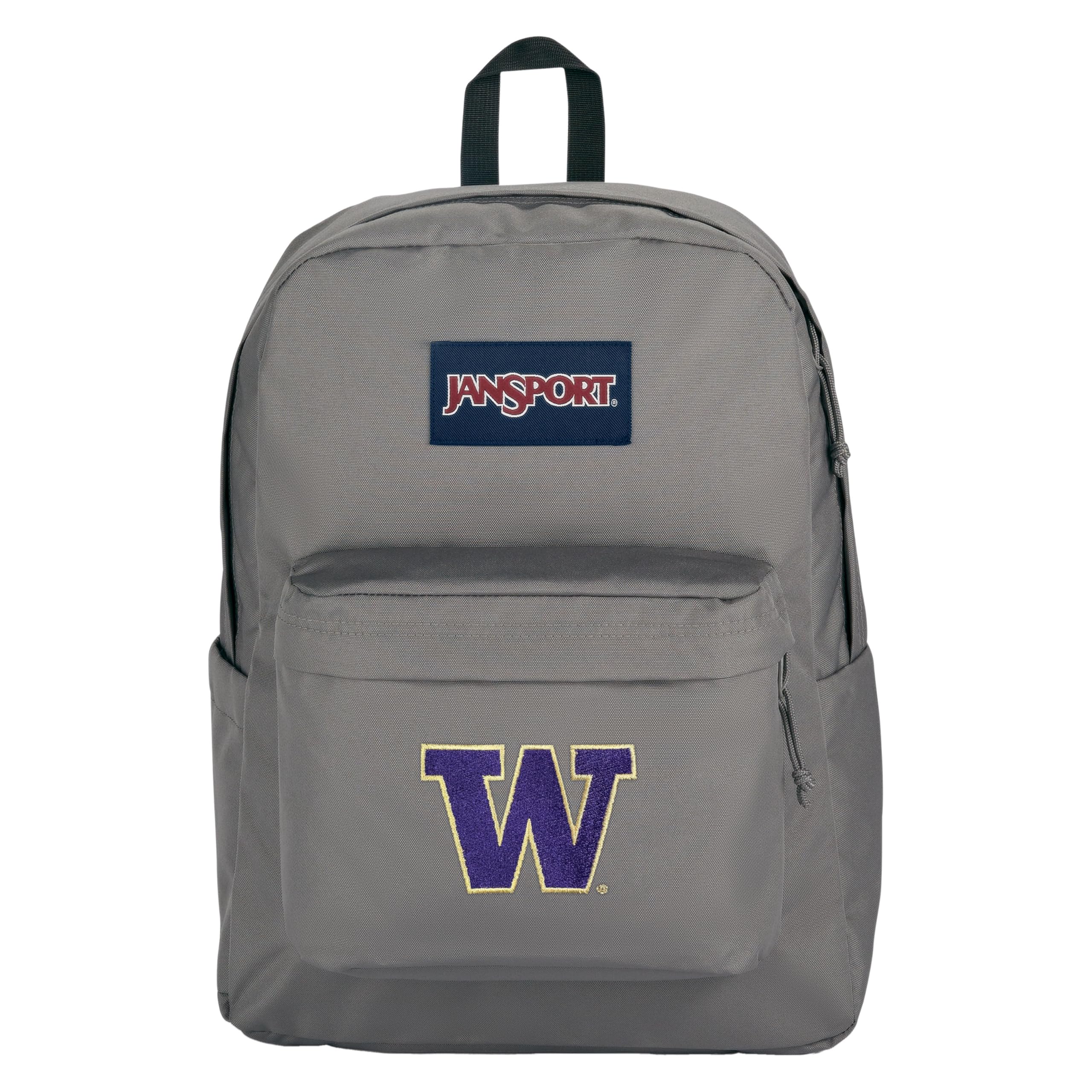 JanSport NCAA Officially Licensed Backpack, Washington Huskies, Superbreak Plus with Padded 15'' Laptop Sleeve, Spacious Computer Bag for Men &amp; Women, Durable Daypack with Bottle Pocket, Graphite Grey