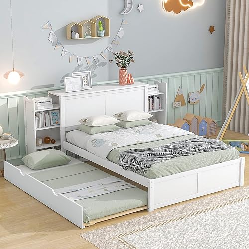 Miniatura 148 de Cama de plataforma de tamaño Queen con cabecero y cajones, marco de cama de plataforma de madera maciza con estantes, puertos USB y enchufes, marco