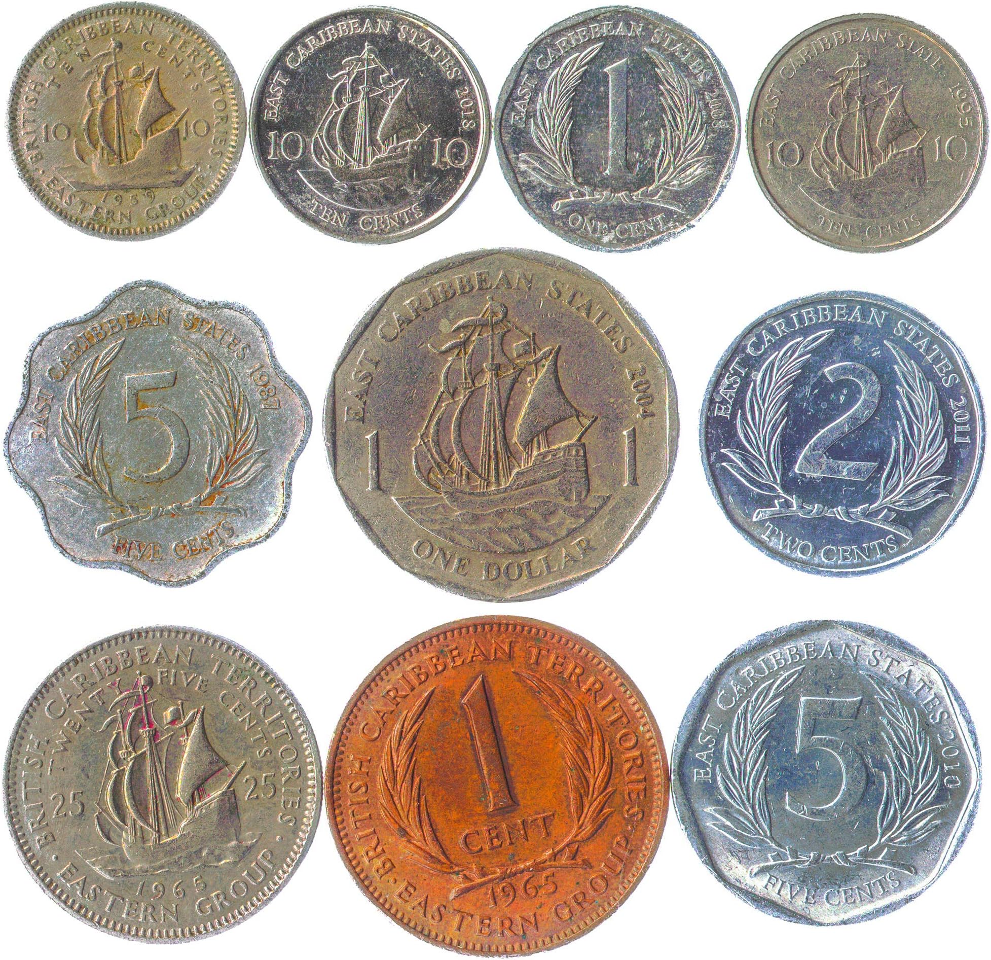 10 Old Coins from East Caribbean States (oecs) | Collectible Coins Dollar Cents | Perfect Choice for Your Coin Bank Coin Holders and Coin Album