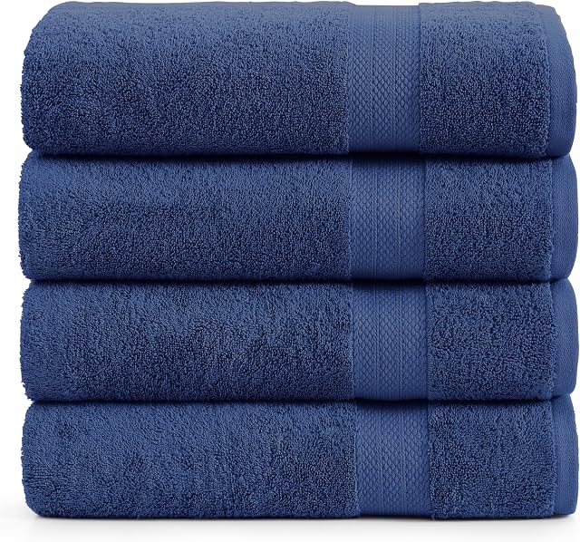 4 Ensembles de serviettes de bain pour salle de bain- 100% Serviettes de bain en coton, Ultra Serviettes en coton doux, Serviettes de bain à sec rapide pour salle de bains, Ensemble de serviettes de bain de qualité Premium Spa - Ensemble de serviettes de bain en argent