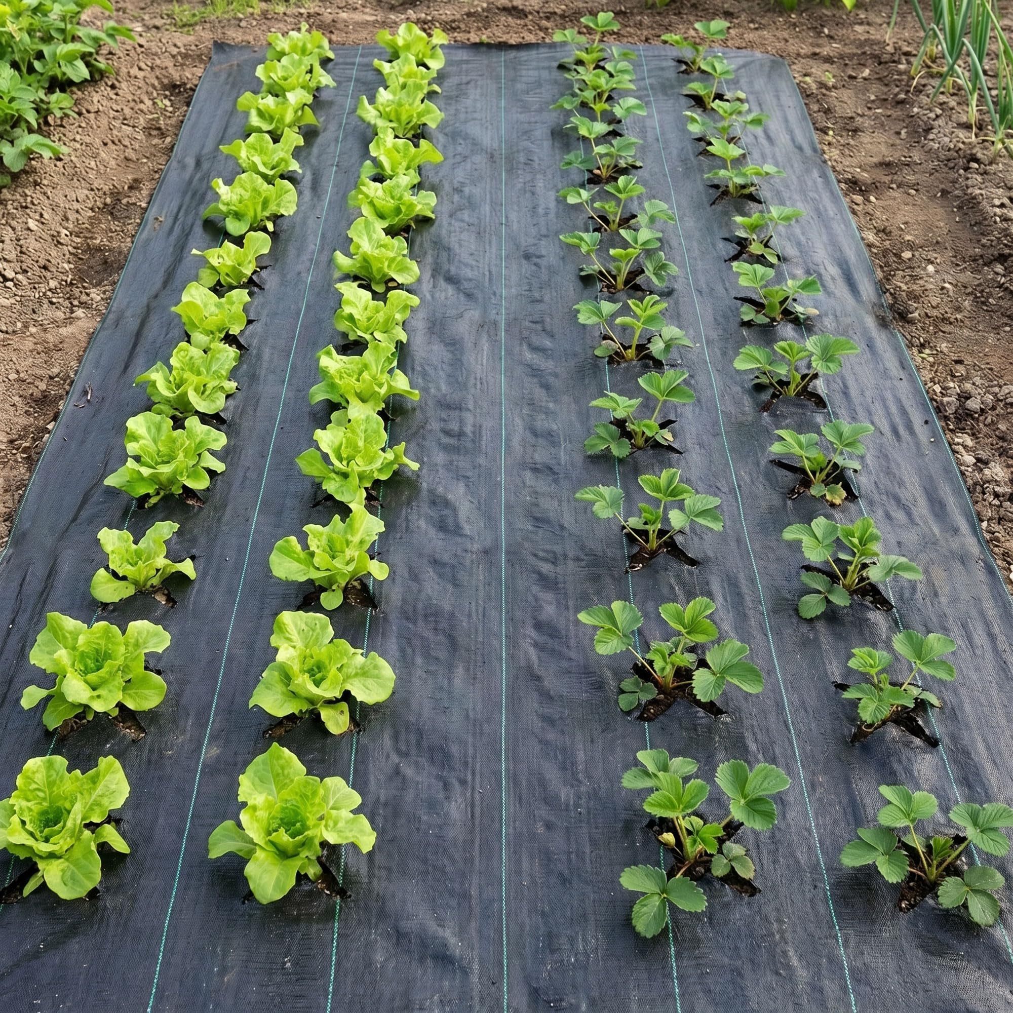 BOUDECH® Nyumput - Telo Pacciamatura 100x2,10 m 100Gr/mq Tessuto permeabile antierbacce antialga con Rivestimento Anti-UV per orto Giardino Nero