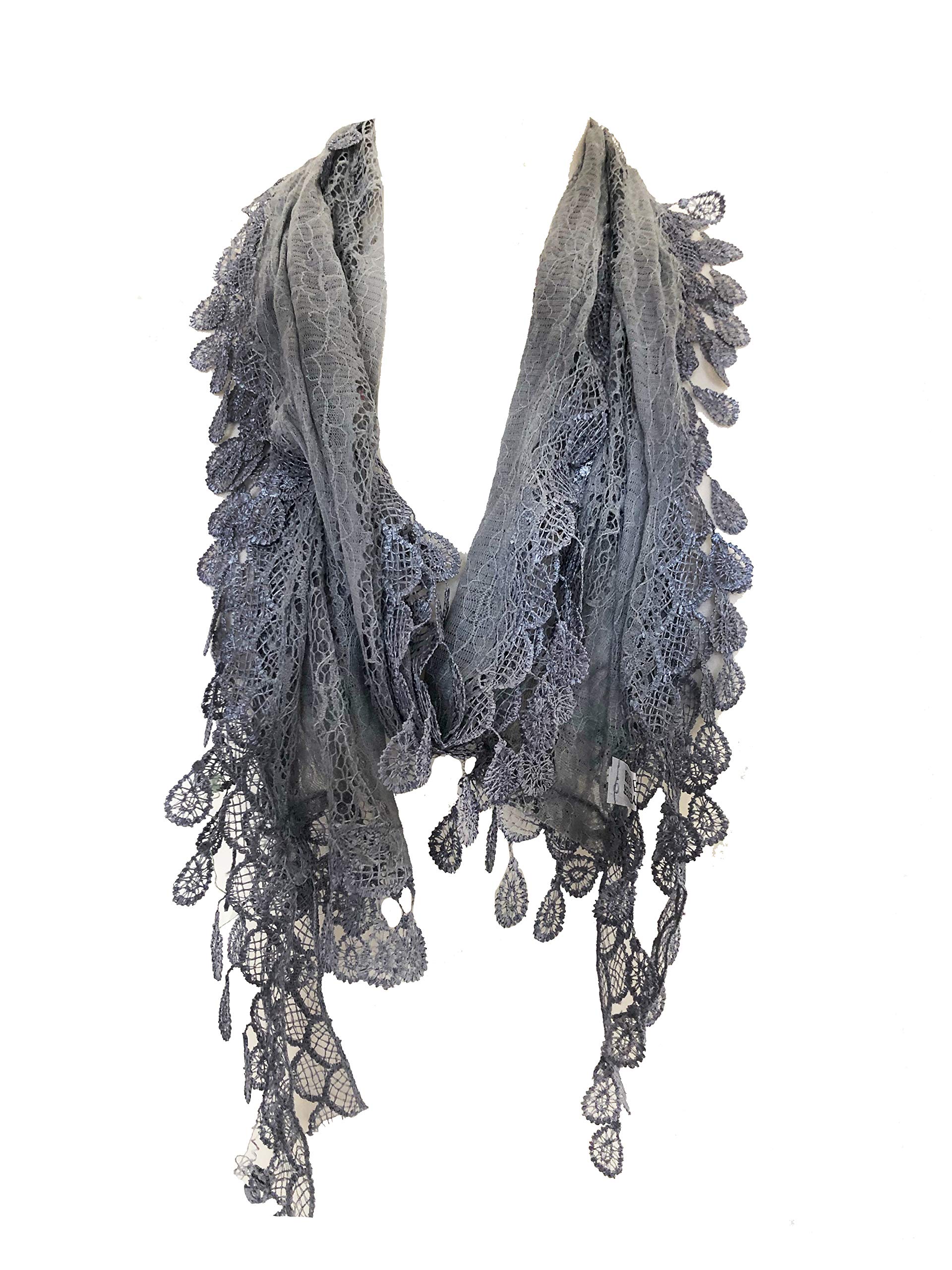 Pamper Yourself Now Women's Light Grey Pamper Yourself Leaf Lace Scarf