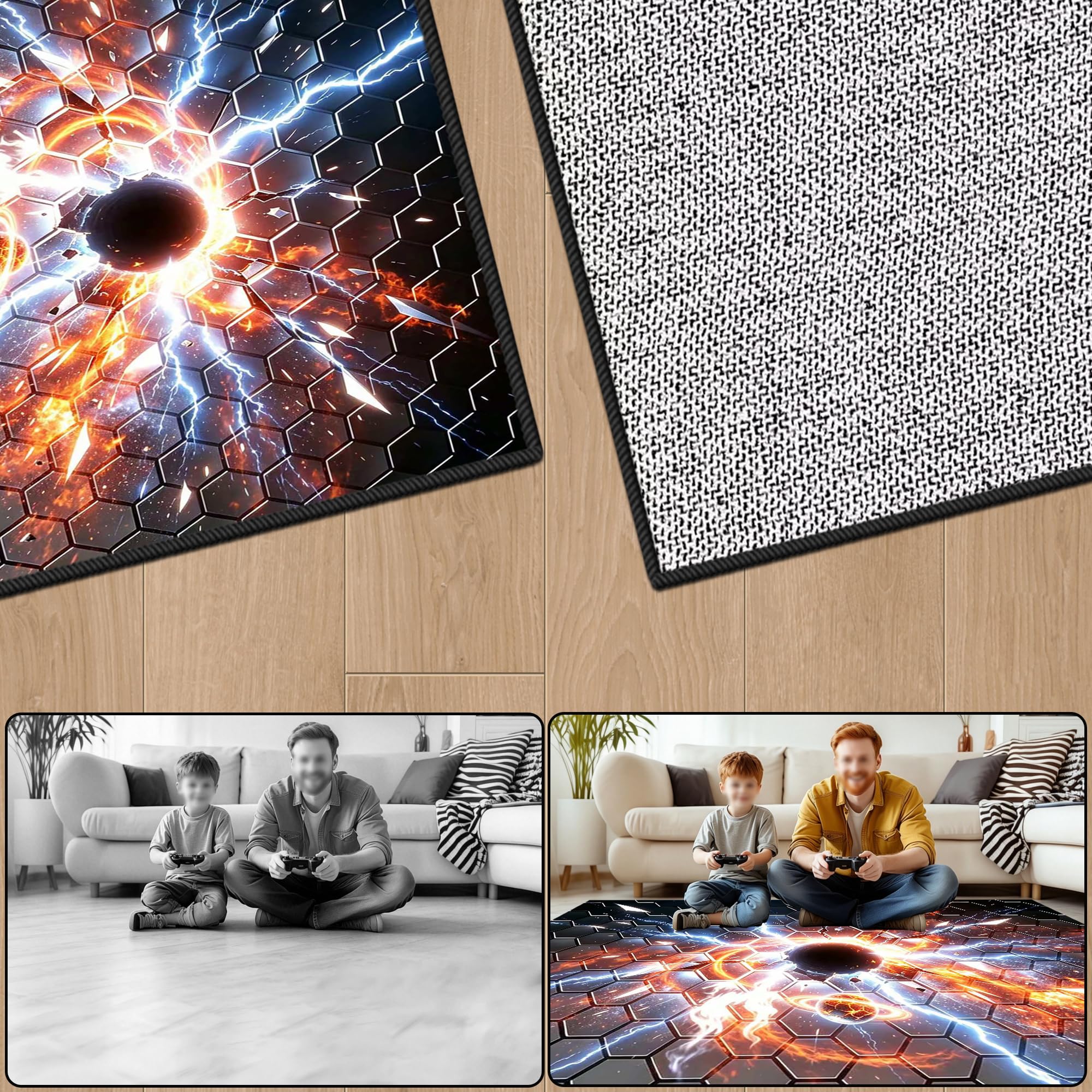 Tapis Gamer Sol, Tapis Chambre Garcon Tapis de Salon Lavable en Machine Antidérapant Tapis Chambre pour la Chambre à Coucher, Le Bureau à Domicile 90 x 140 cm