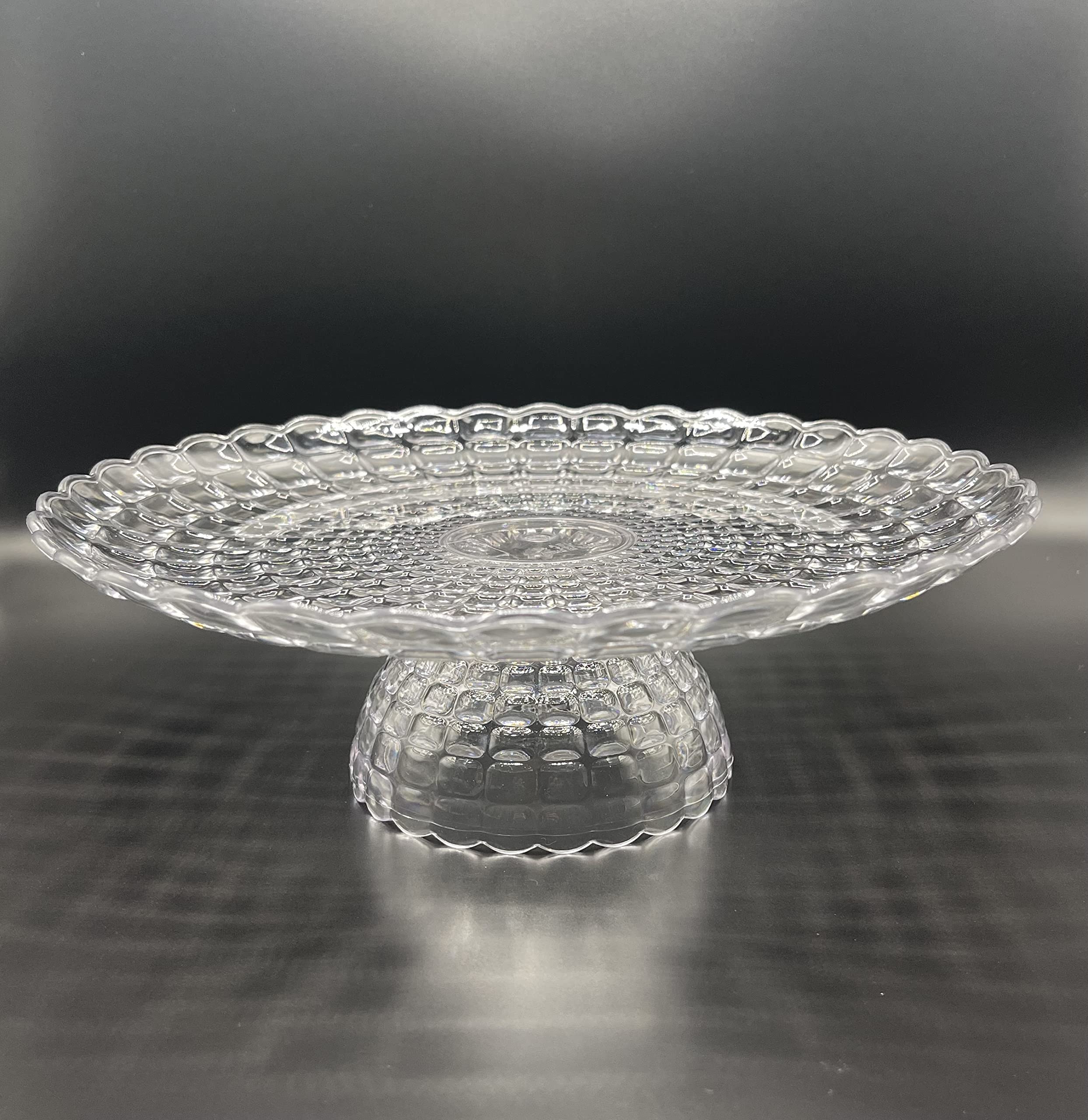 eMKay® Cake Stand, Footed Cake Plate Server 29.0cm x 10.0cm - CLEAR - Dimple Collection