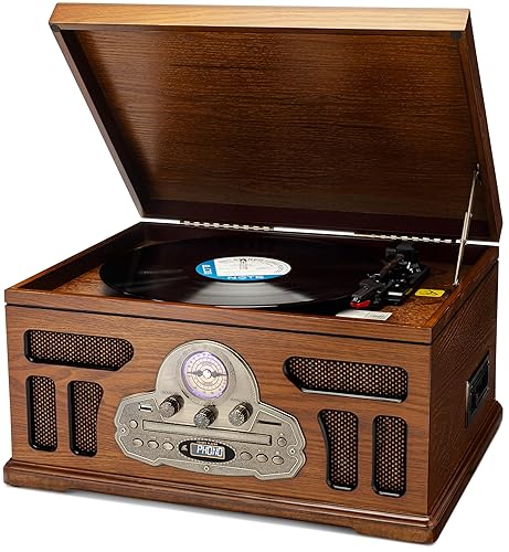 SoundBeast All-in-One Turntable with 3-Speed Record Player, Bluetooth, CD, Cassette