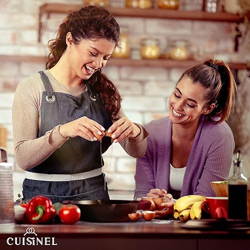 Miniatura 6 de Juego de sartén de hierro fundido  tapa de hierro fundido sartenes de doble mango de 10  12 pulgadas  raspador de sartén  cubiertas de soporte de