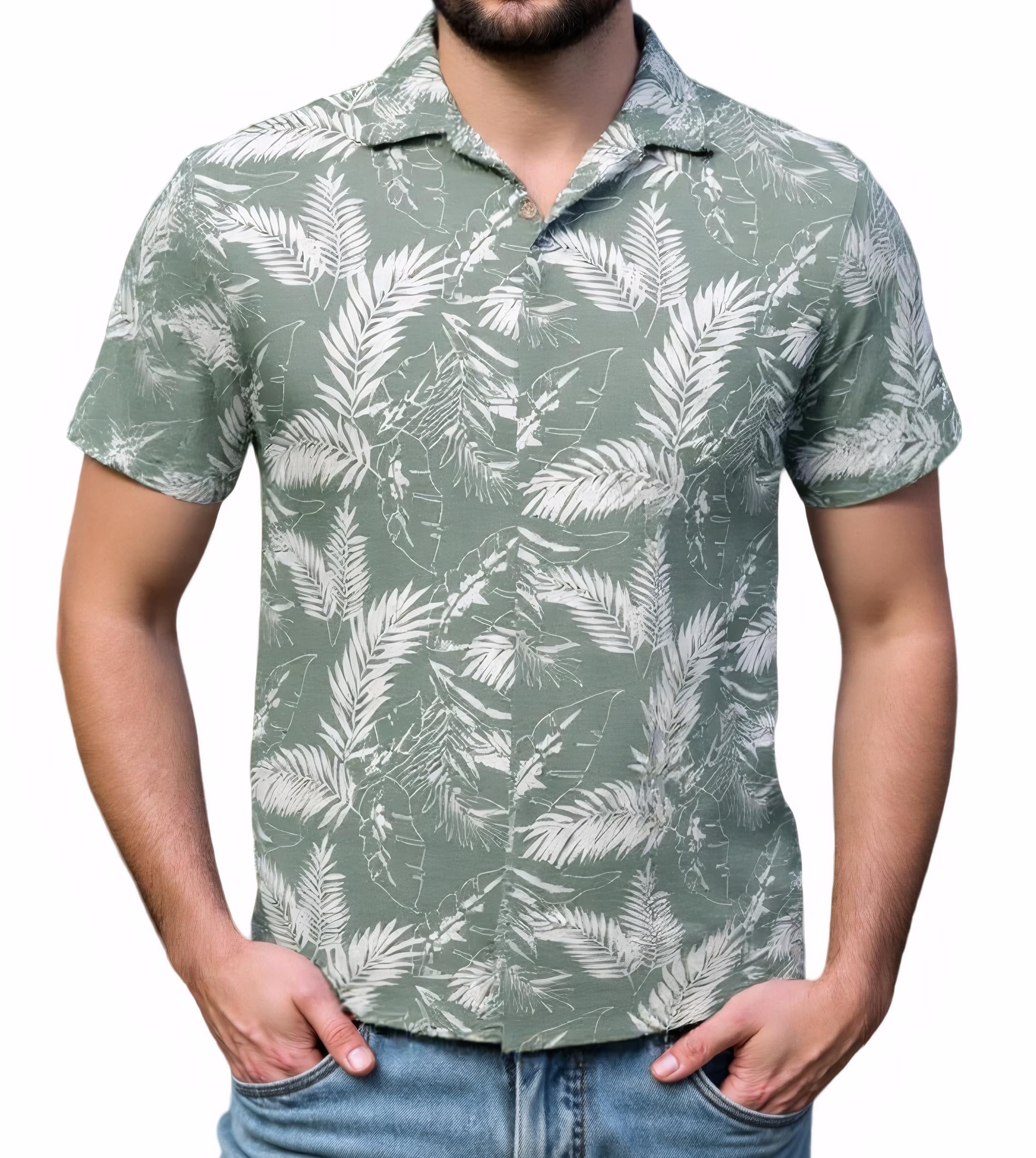 Mens Hawaiian Shirts Tops Short Sleeve Floral Button Down Beach Shirt Vintage Tropical Palm Summer Lightweight Blouses Male