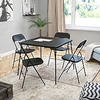 Vista 2 de Flash Furniture - Juego de mesa y sillas plegables negras de 5 piezas para jugar cartas