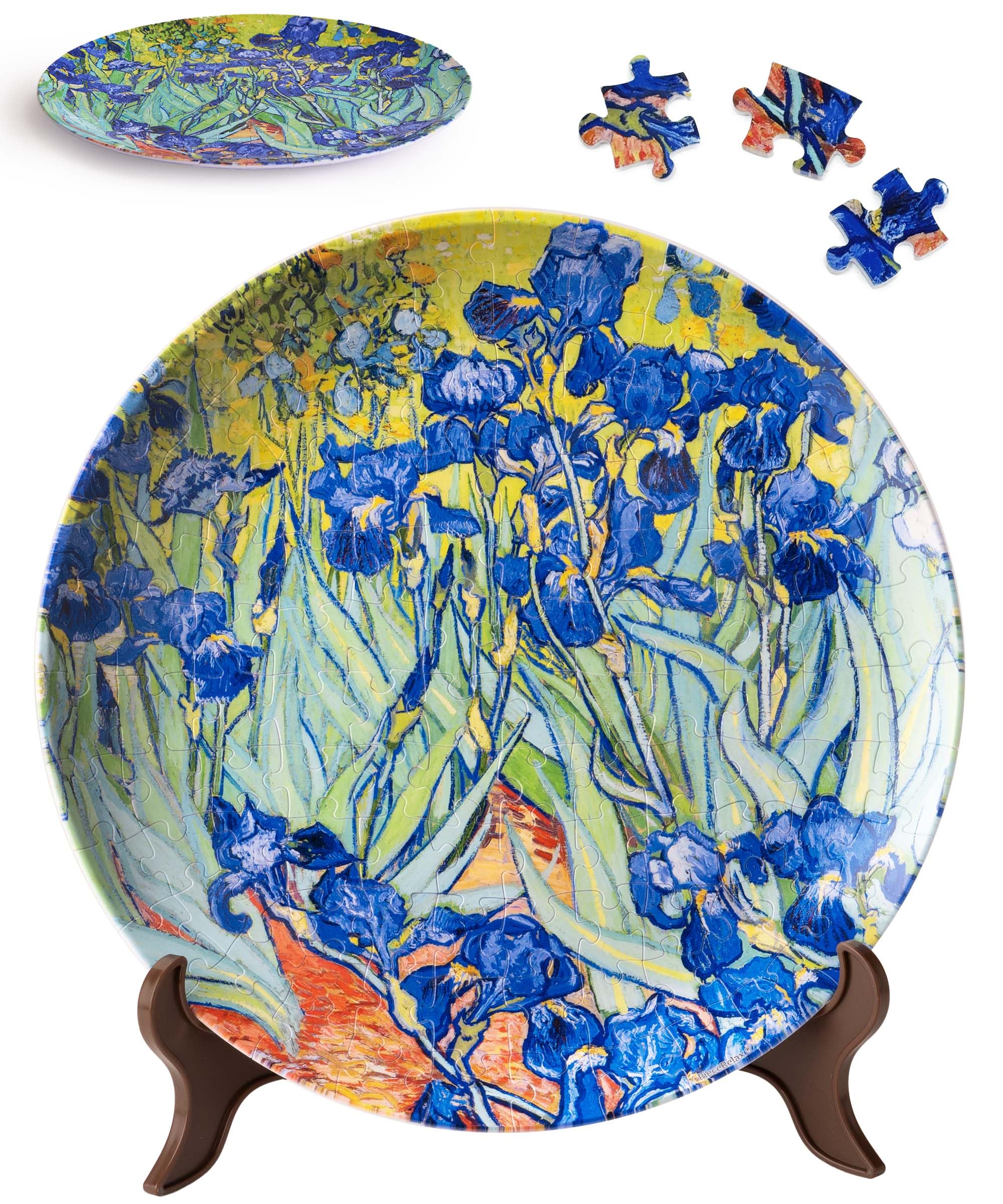 PieceRelax 3D Puzzle Plate 124 Pieces - Van Gogh - Irises - Jigsaw Puzzle for Adults, Decorative Plate with Durable Plastic Pieces, Ideal Gift for Home or Office Décor [PL1005]