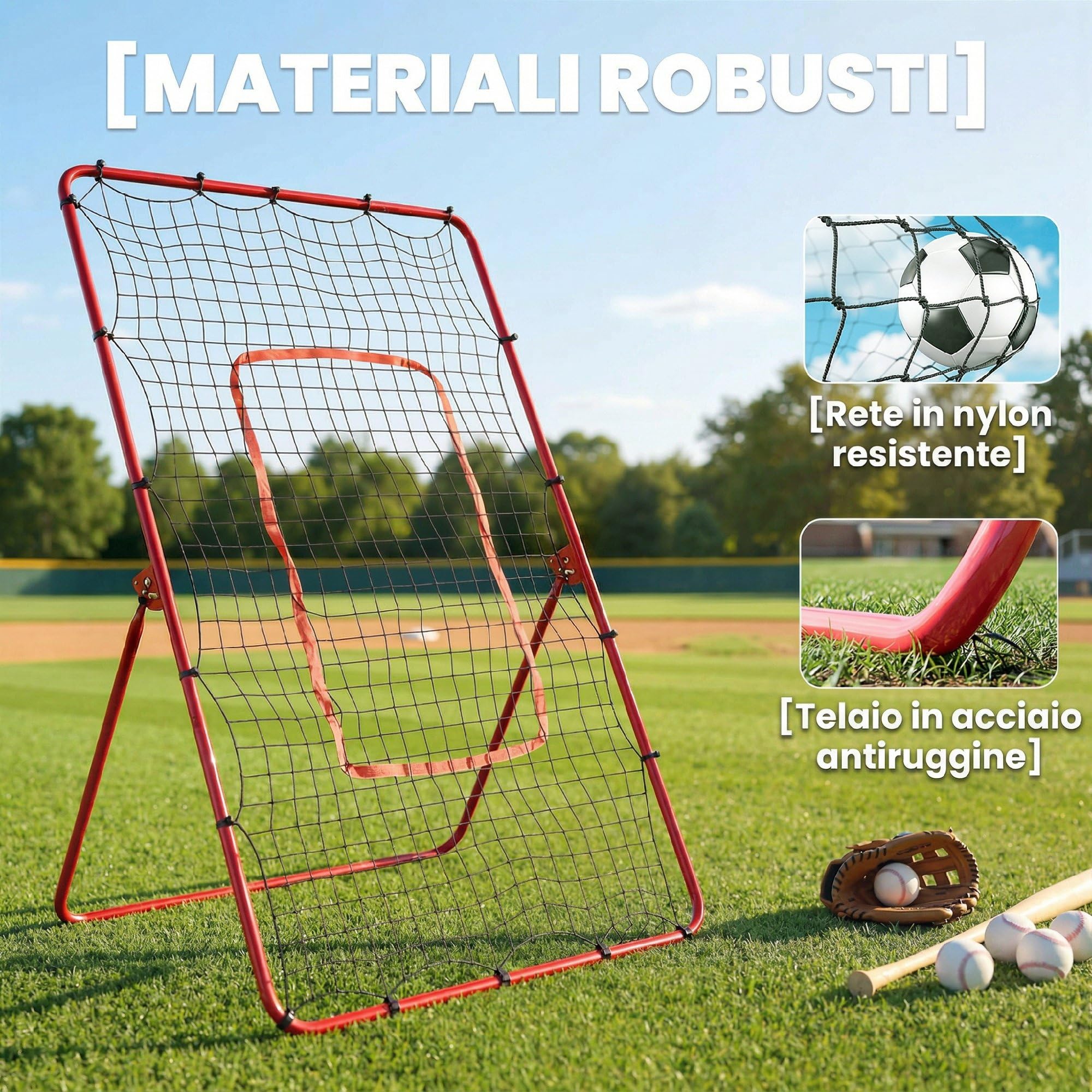 SPORTNOW Baseball-Rückprallnetz mit 4 verstellbaren Winkeln | Tragbarer Rebounder für Fußball, Baseball, Softball, Lacrosse – Wurf-, Pass-, Fangtraining