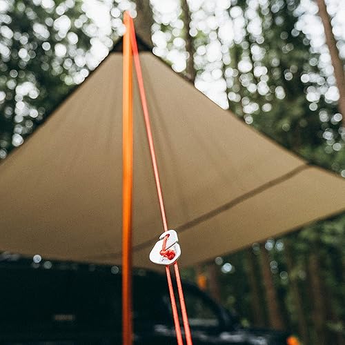 Miniatura 9 de GEAR AID Kit reflectante Guyline con tensores de línea para tiendas de campaña y lonas, 50 pies, naranja