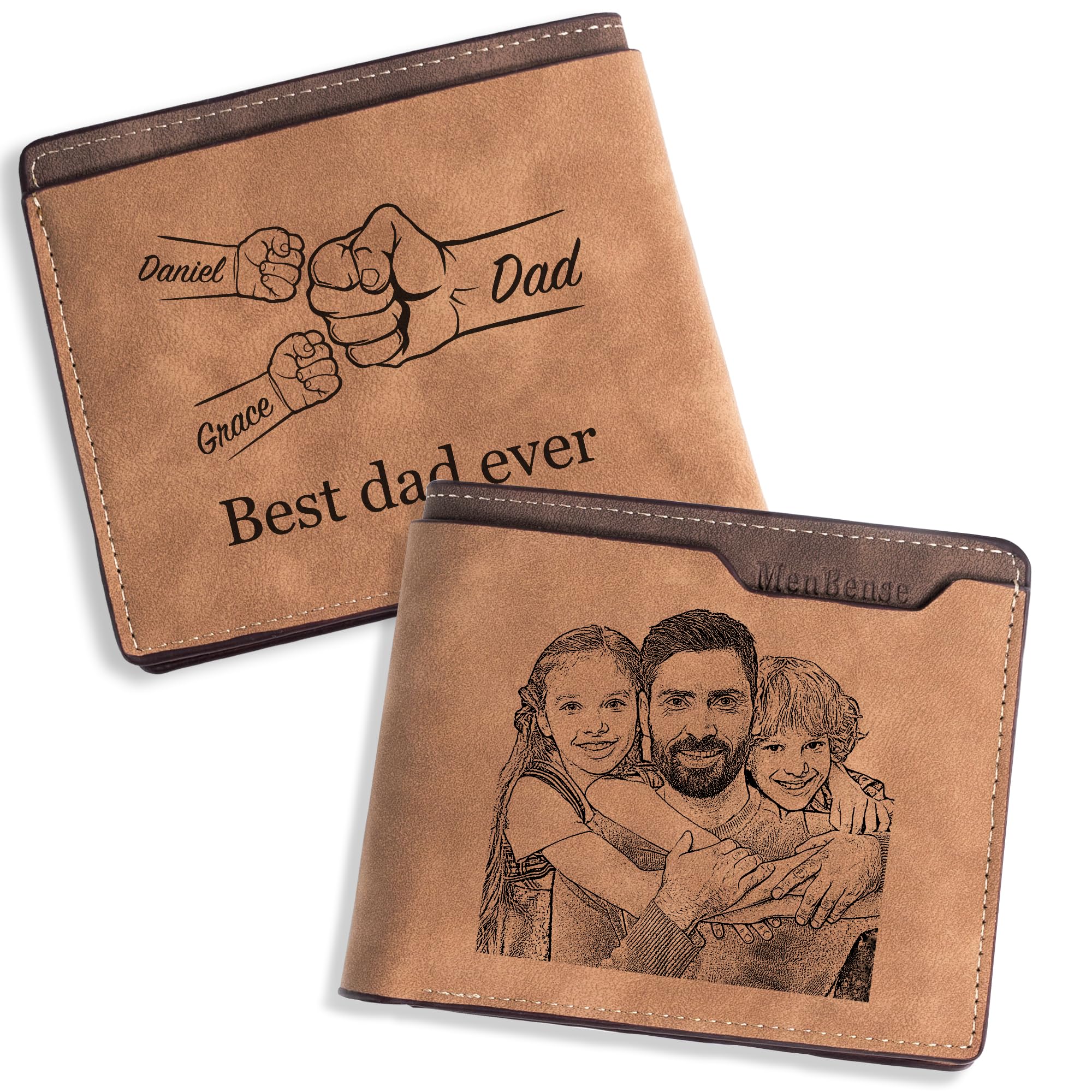Easycosy Custom Photo Wallet for Men & Dad, Personalized Engraved Picture