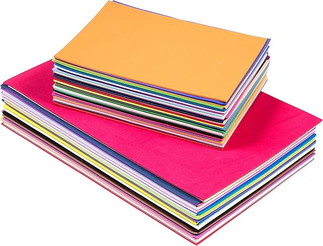 Edukit EVA Foam Sheets; A4 and A5 Sizes; 2mm Thick; 60 per Pack; Assorted Colours - for DIY Craft Activities and Supplies