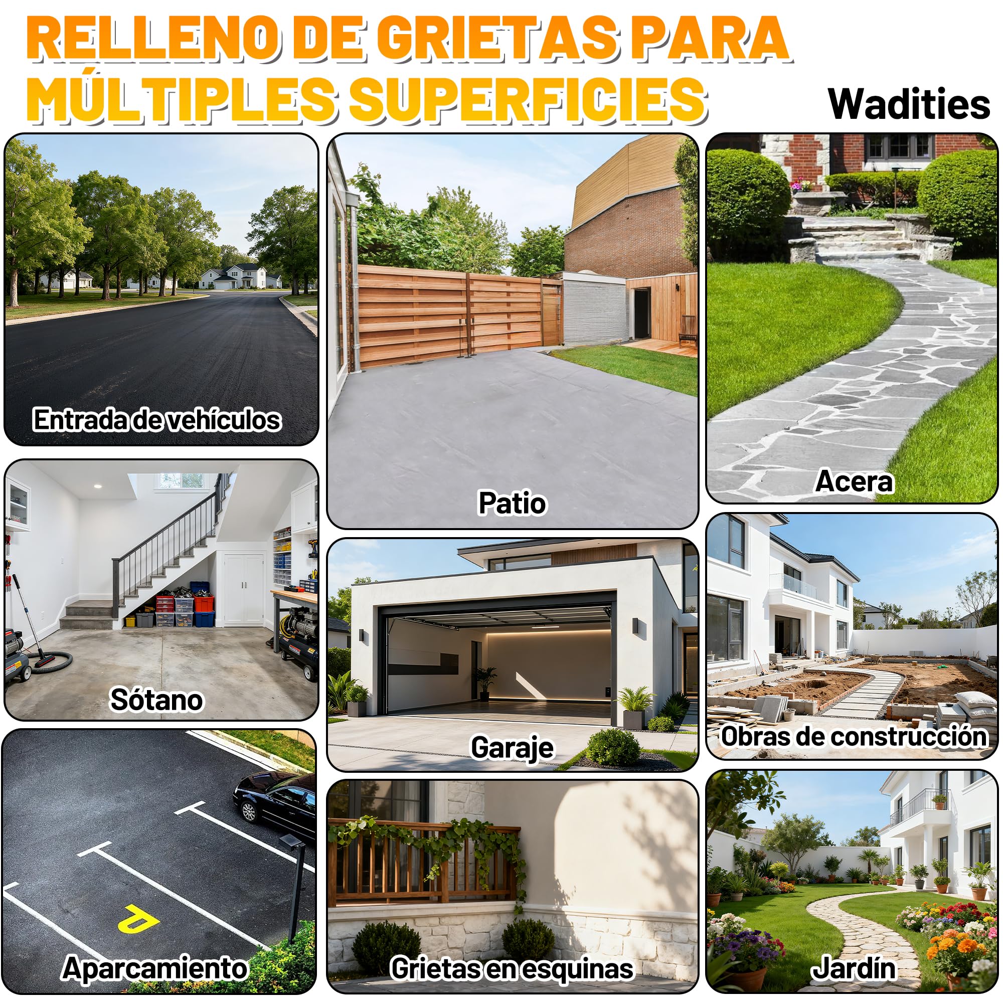 Relleno para grietas en asfalto 3.6kg, sellador impermeable autonivelante para reparación de entradas de vehículos, pasillos, juntas de hormigón, sellador de secado rápido para exteriores - Negro
