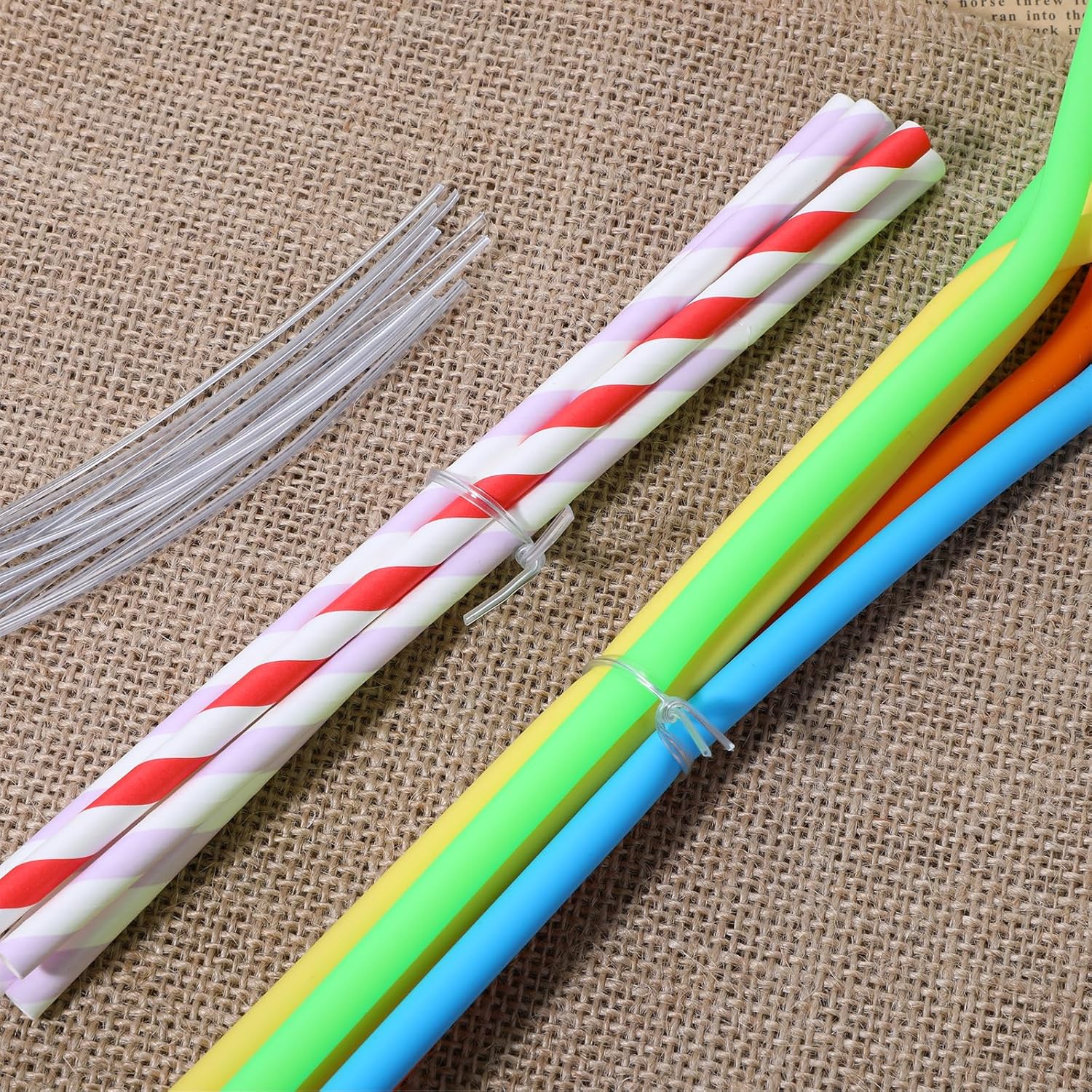 100 Piece 4 inches Clear Metal Twist Ties, Metallic Twist Cable Cord Wire Ties Reusable Plastic Wire Twists Tie for Bread, Cello, Candy, Coffee Bags & More