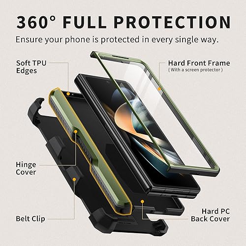 Miniatura 3 de TONGATE Funda para Z Fold 5 con soporte de anillo, soporte para bolígrafo Z Fold5 S, resistente a prueba de golpes con protector de pantalla,