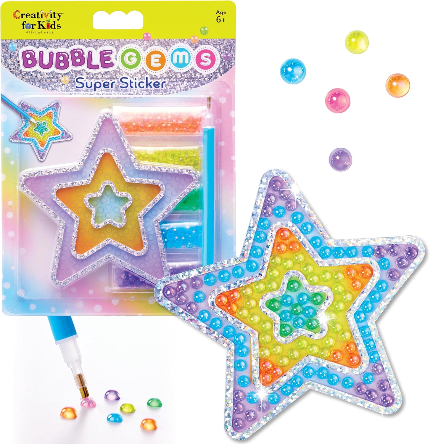 Creativity for Kids Bubble Gem Super Sticker: Star, Window Art Crafts for Girls, Mini Diamond Painting Kits for Kids, Easter Basket Stuffers Craft Kits and Kids Christmas Gifts (Ages 6+)