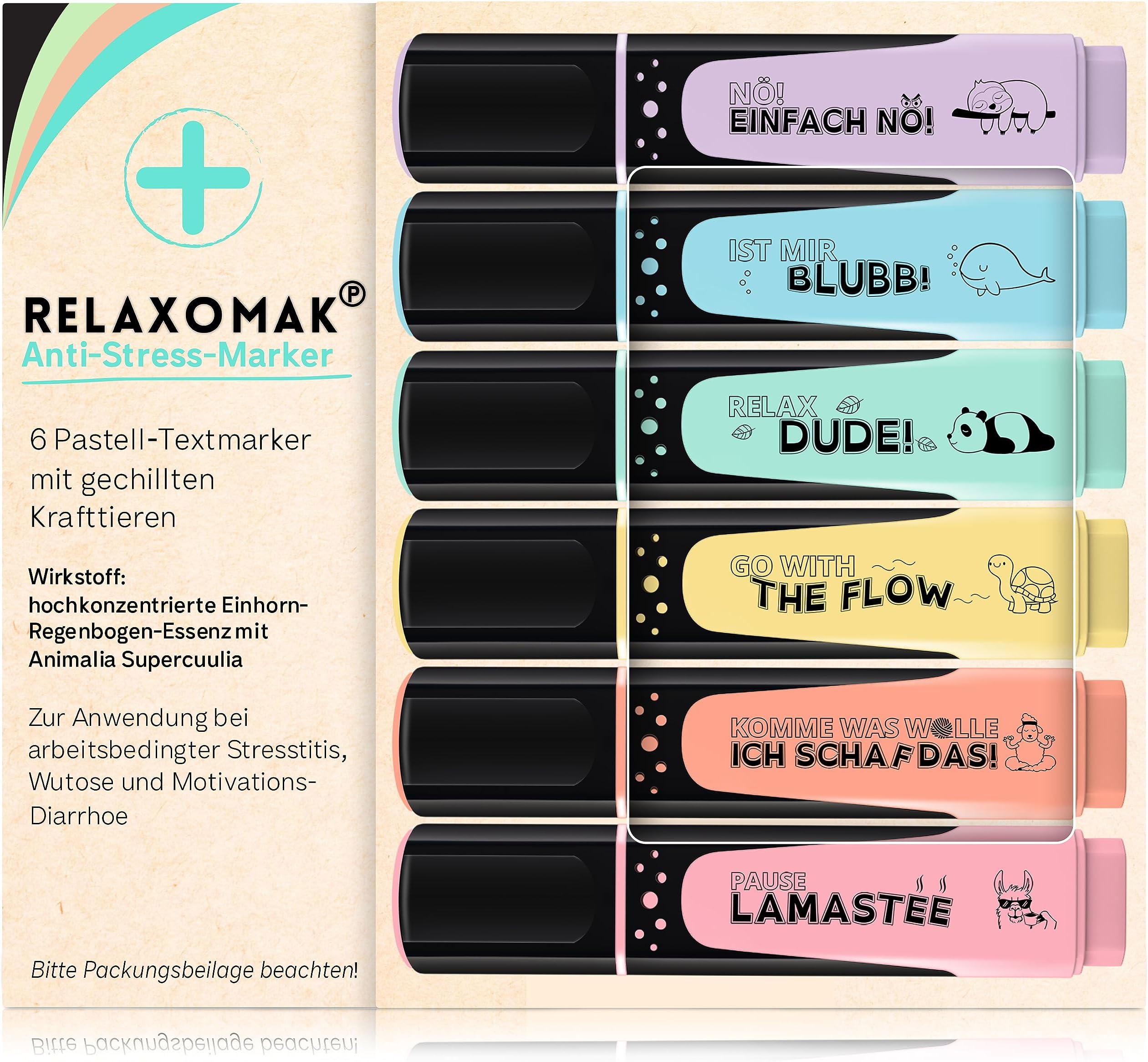 Lustige Textmarker, 6 Stück, PastellTextmarker, kreatives Geschenk für Freunde