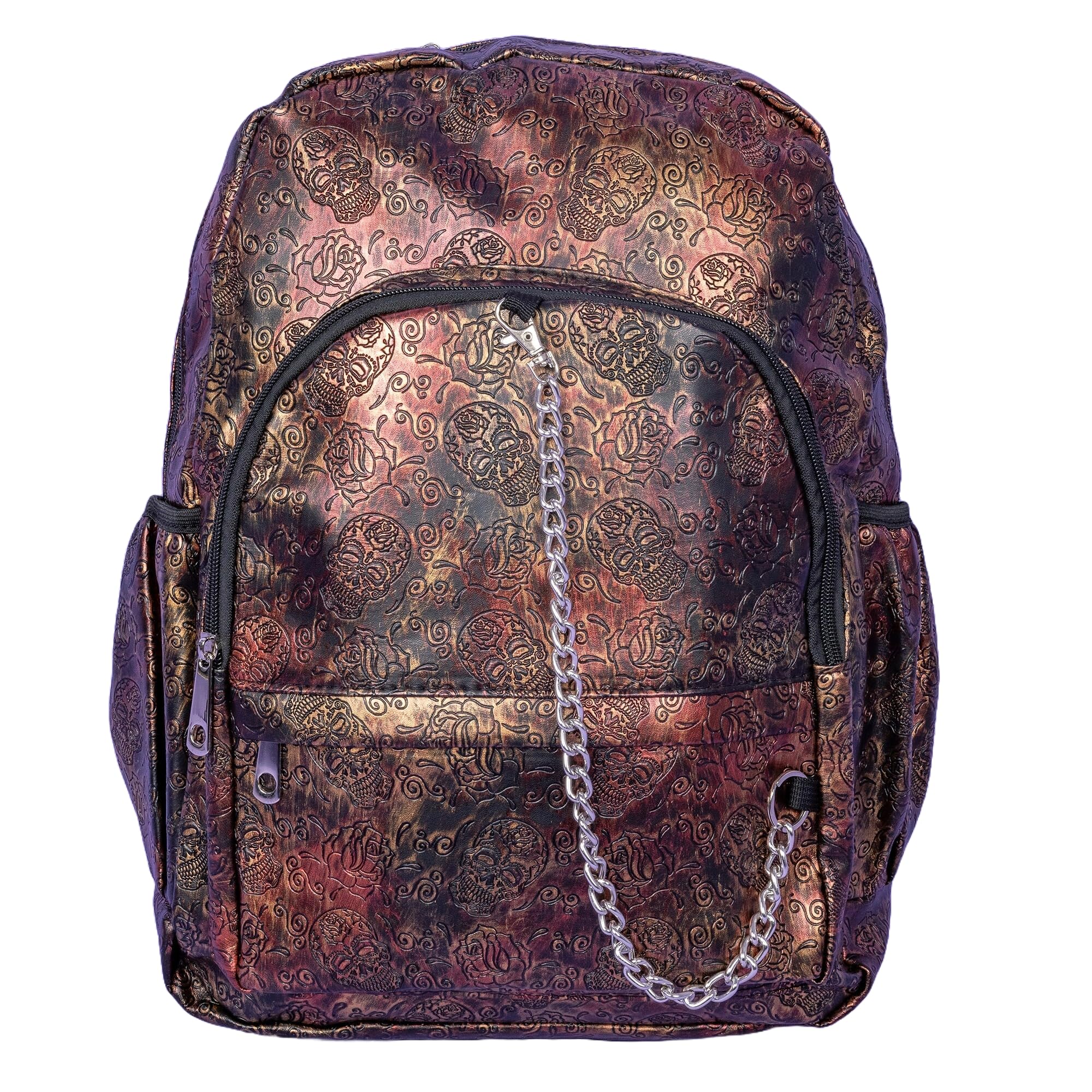 Skulls Roses Bag Backpack Rustic Bronze Rucksack Goth Gothic Emo Laptop Travel