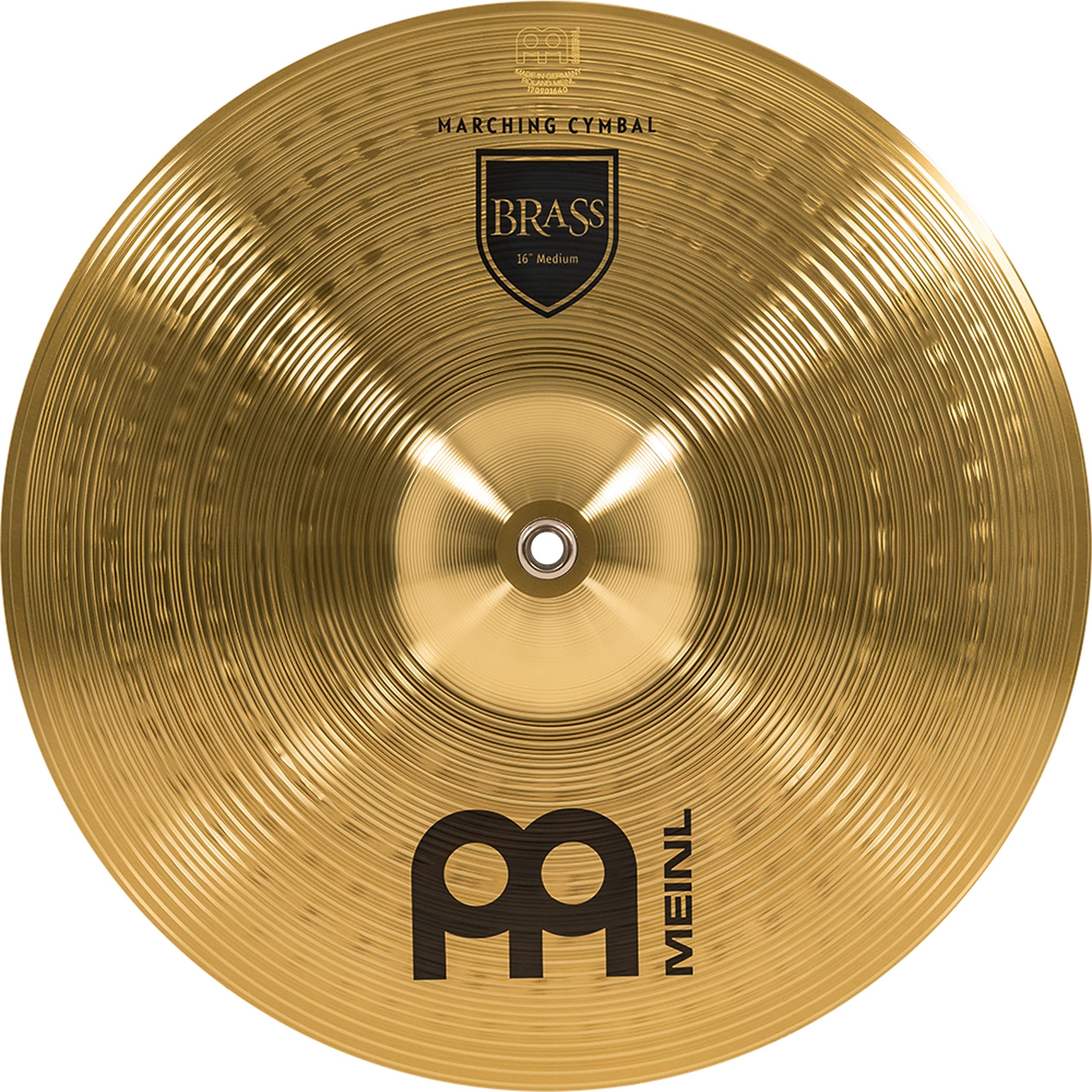 Meinl Cymbals MA-BR-16M Messing-Marschbecken im Paar inklusive Lederriemen und Pads 40,64 cm (16 Zoll)