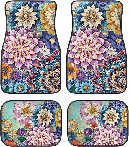 Miniatura 22 de Yewattles - Set de 4 alfombrillas para auto con estampado de rosa roja, delanteras y traseras, antideslizantes, ajuste universal para sedán