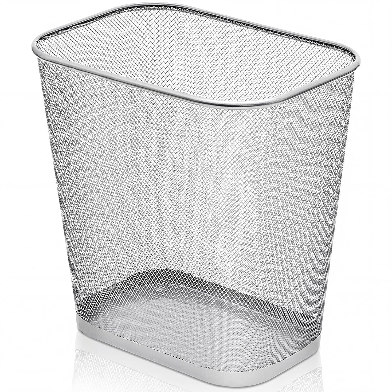 Nuanchu 6 Pcs Mesh Square Trash Cans 4 Gallons Wire Wastebasket for Home Black Metal Office Garbage Cans Rectangular Trash Bin for Kitchen Bathroom Bedroom, 11.7 x 8.5 x 11.8 Inch (Black)