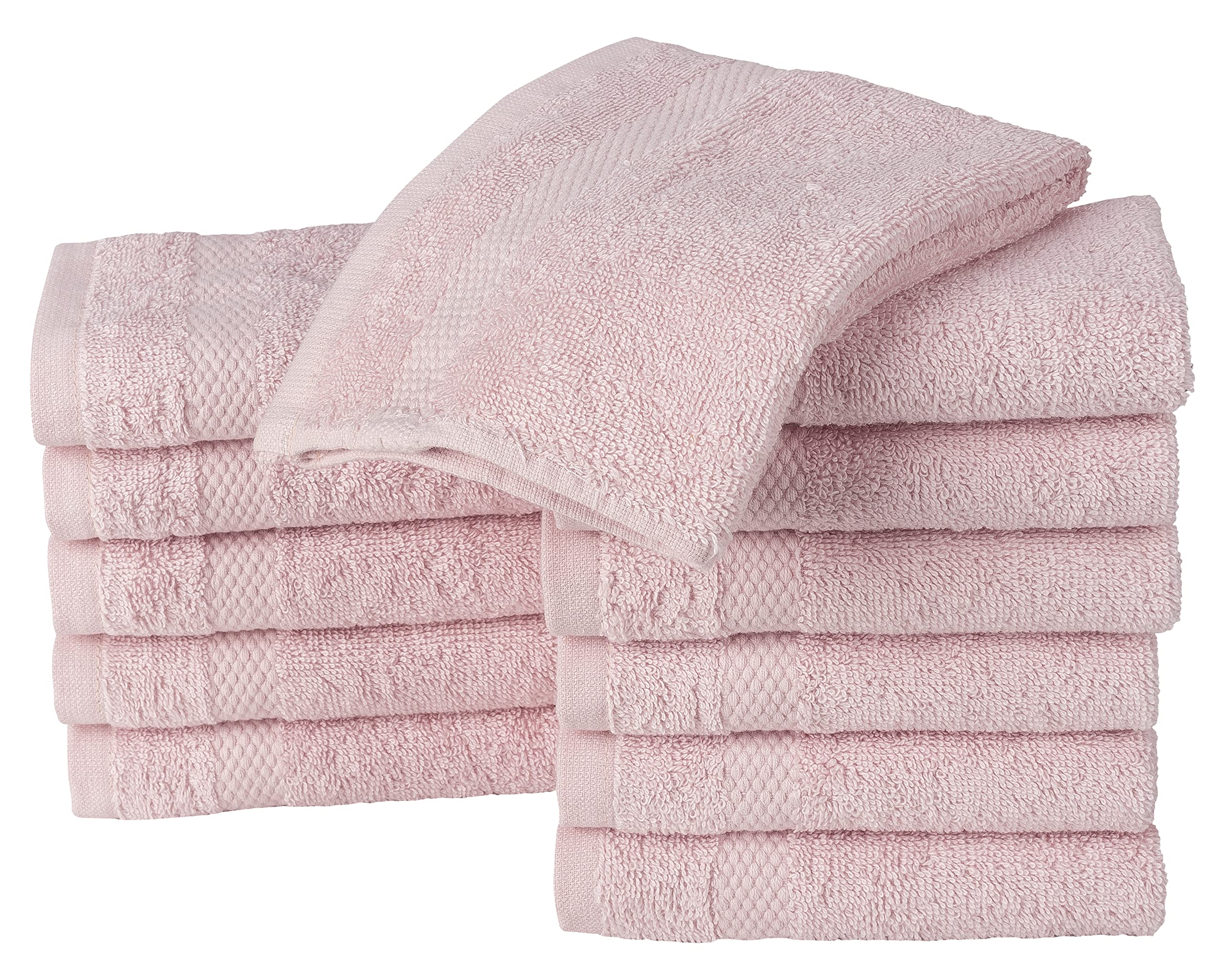 La Maison 100% Egyptian Cotton 600GSM Premium Towels Super Soft Everyday Use Fade Resistant Highly Absorbent Quick Dry Face Hand Bath Sheet (12 Pack Face Cloths, Soft Pink)