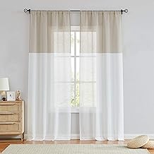 Amazon Com Tan And White Curtains
