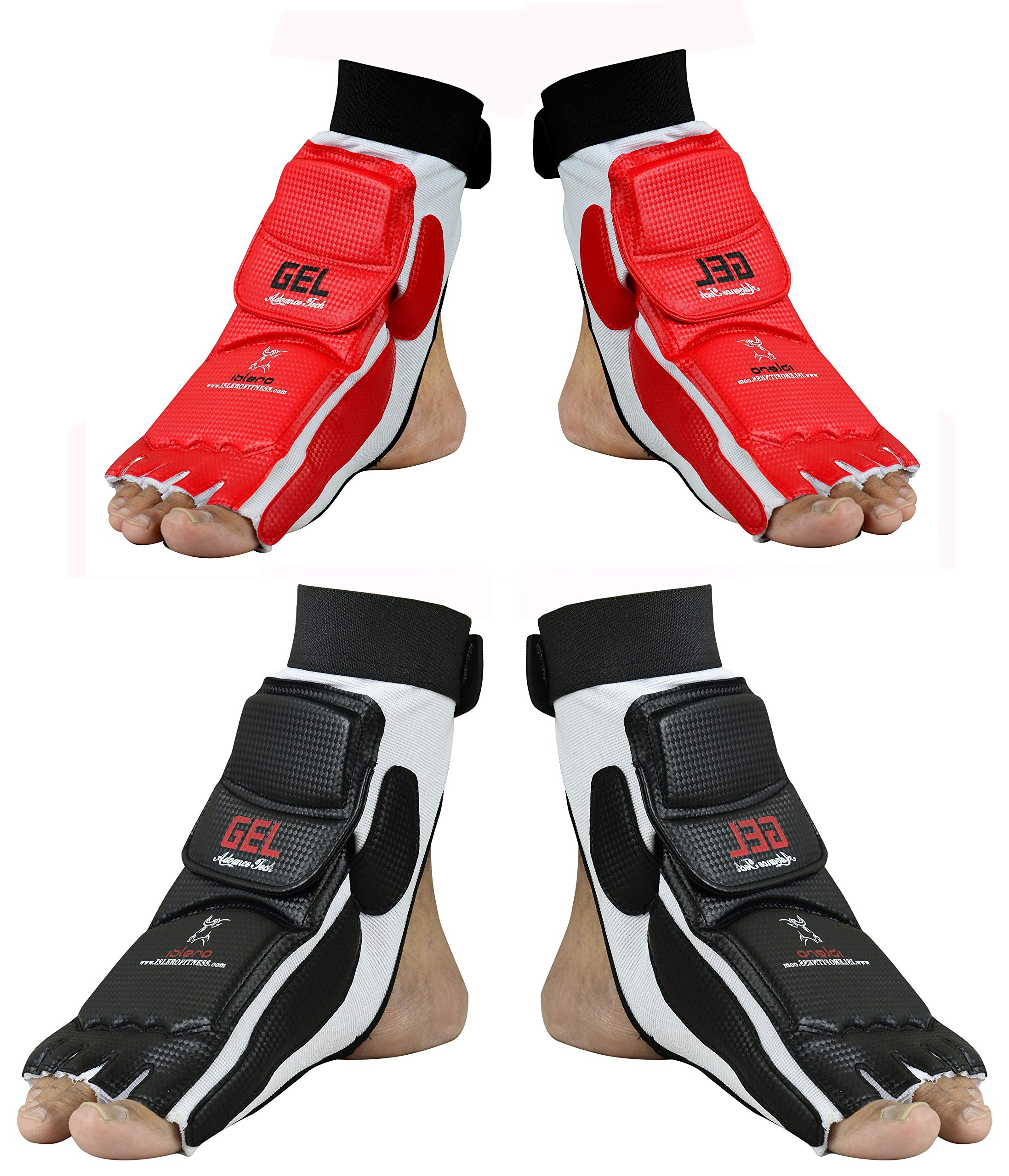 EVO Taekwondo Foot Protector Guard Karate Gloves MMA Pads Socks Sparring Gear Kids Men Women (Red, S)