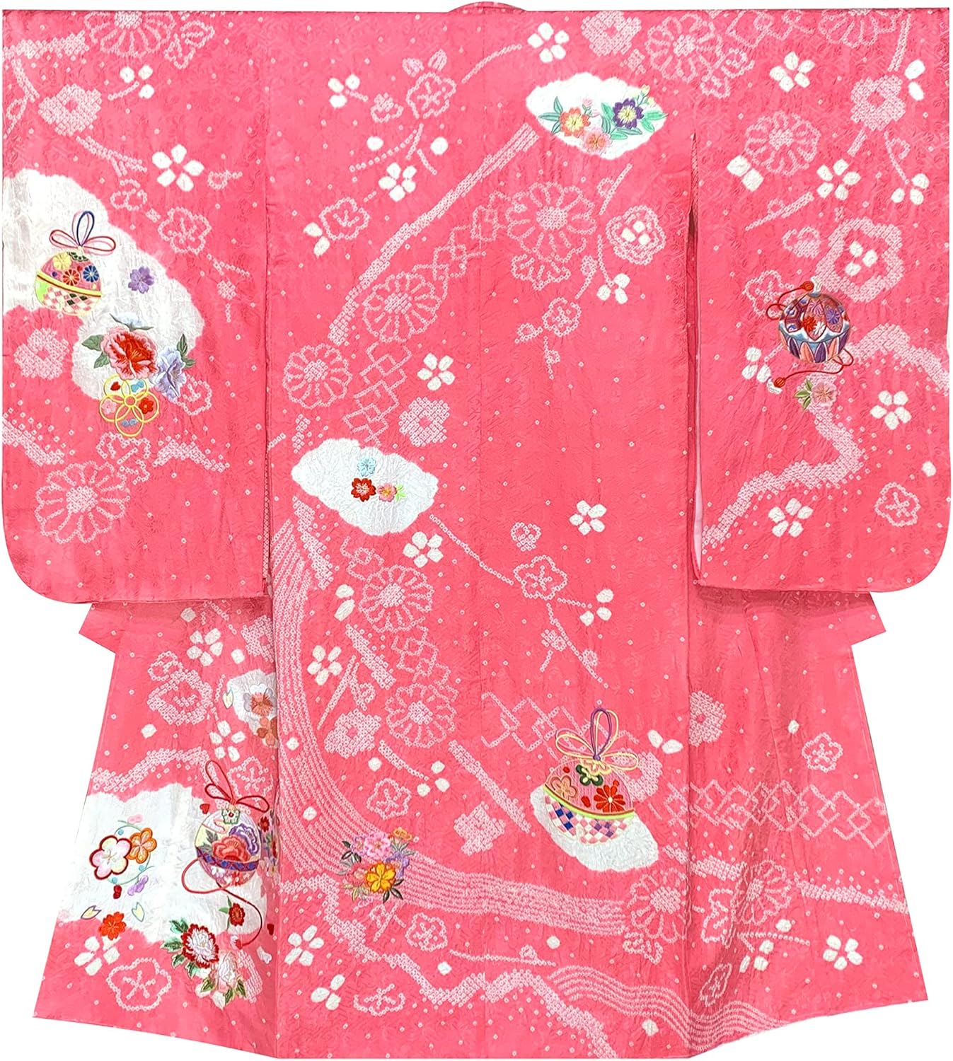 Muromachi-st.] 七五三 着物 7歳 女の子(正絹)本絞り 総刺繍 絵羽付け