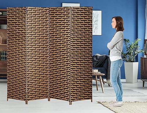 Miniatura 1 de Divisor de habitación de madera de 4 paneles de 6 pies de alto divisor de pared de privacidad pantalla de madera plegable pantalla de división