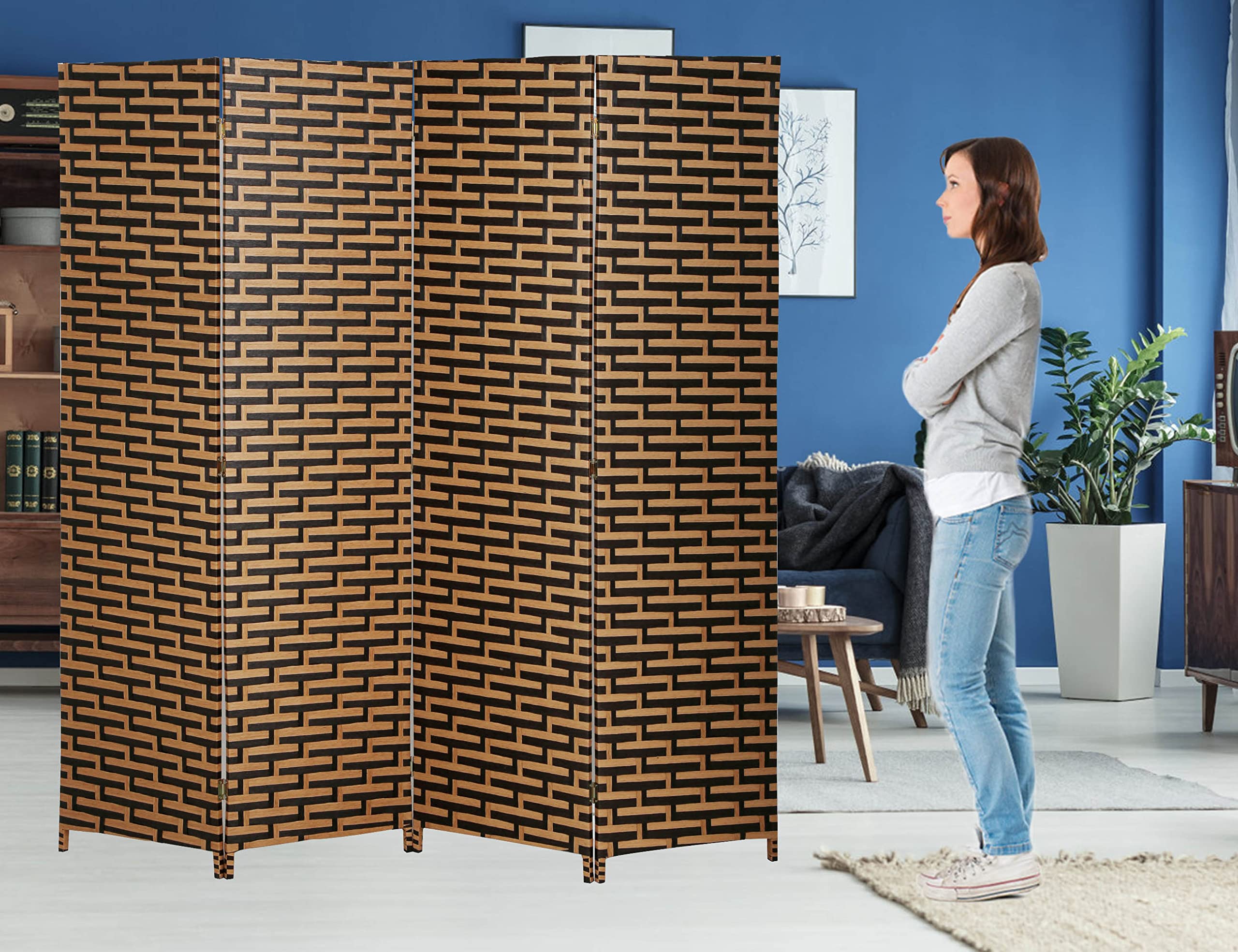 Buy 4 Panel Wood Room Divider 6 Ft Tall Privacy Wall Divider Folding
