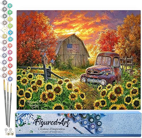 Vista 125 de Figured'Art - Juego de pintura por números, lienzo enrollado sin marco, para manualidades, para adultos, 16 x 20 pulgadas, jarrón de peonías