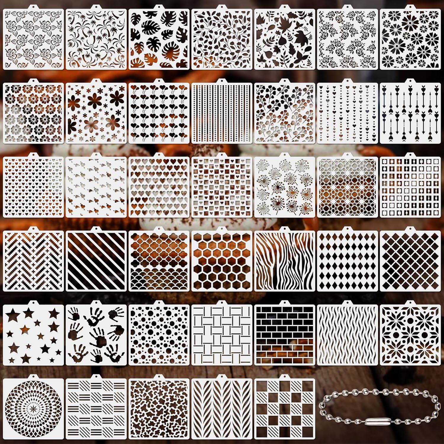 40 PCS Cookie Stencil Baking Stencils for Royal Icing Cookies Craft Painting Stencil for Cake Stencils Decorating Buttercream(5.5in)