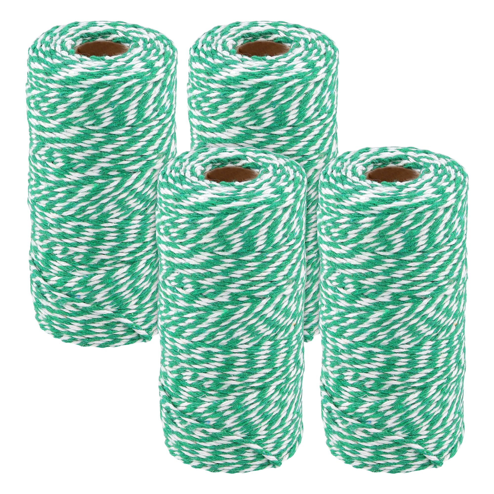MANCHAP 4 Rolls Cotton Twine, Green and White Butchers Twine, 2mm x 100m per Roll for Kitchen Baking Trussing Wrapping
