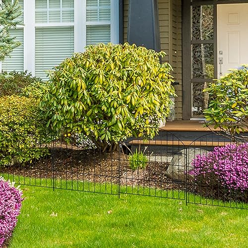 Miniatura 6 de 1 paquete de valla de jardín de metal, 5 paneles + 6 estacas, 1 paquete de valla de jardín de metal con puerta, 1 puerta + 4 paneles