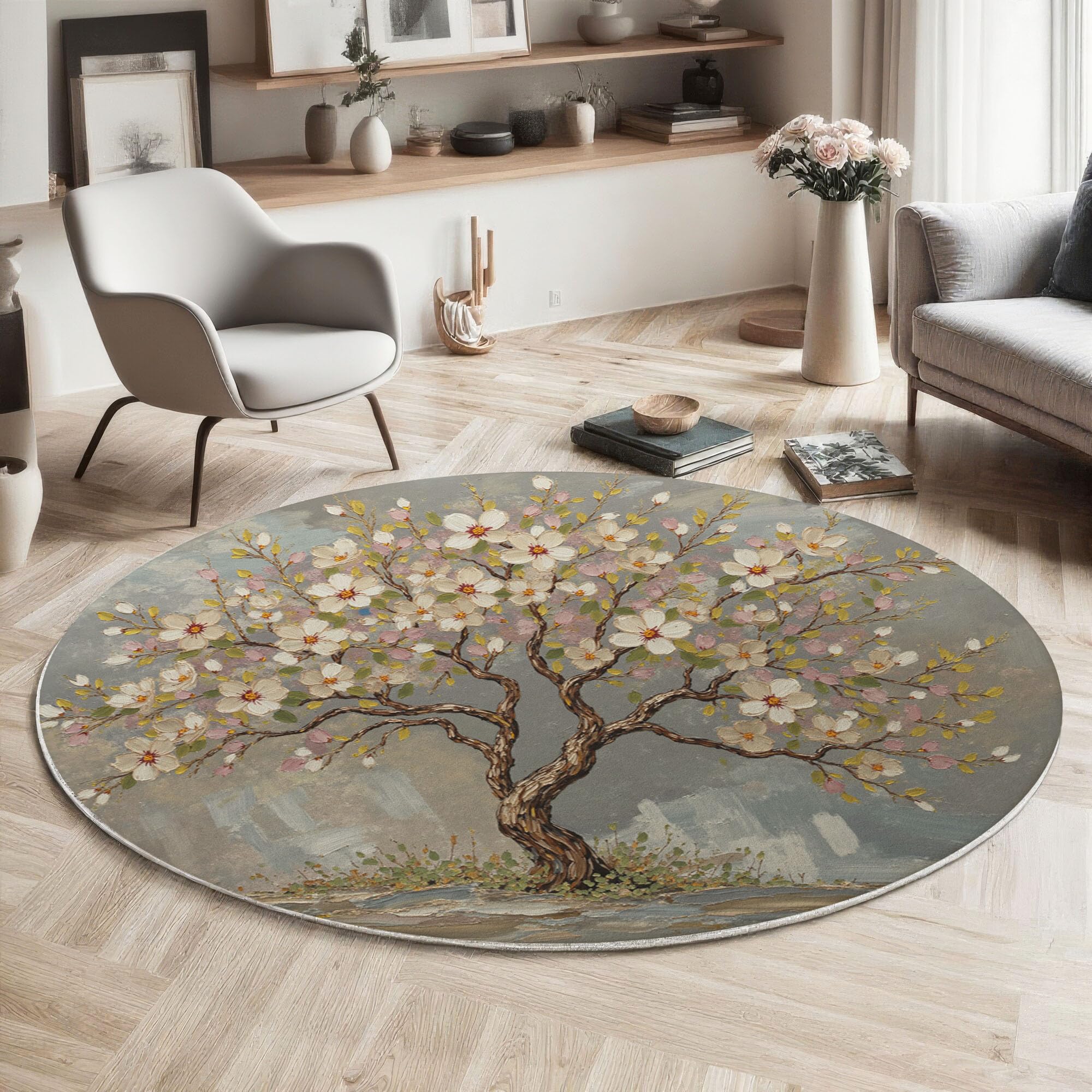 Tapis de sol branches de cerisier pour chambre et bureau moderne