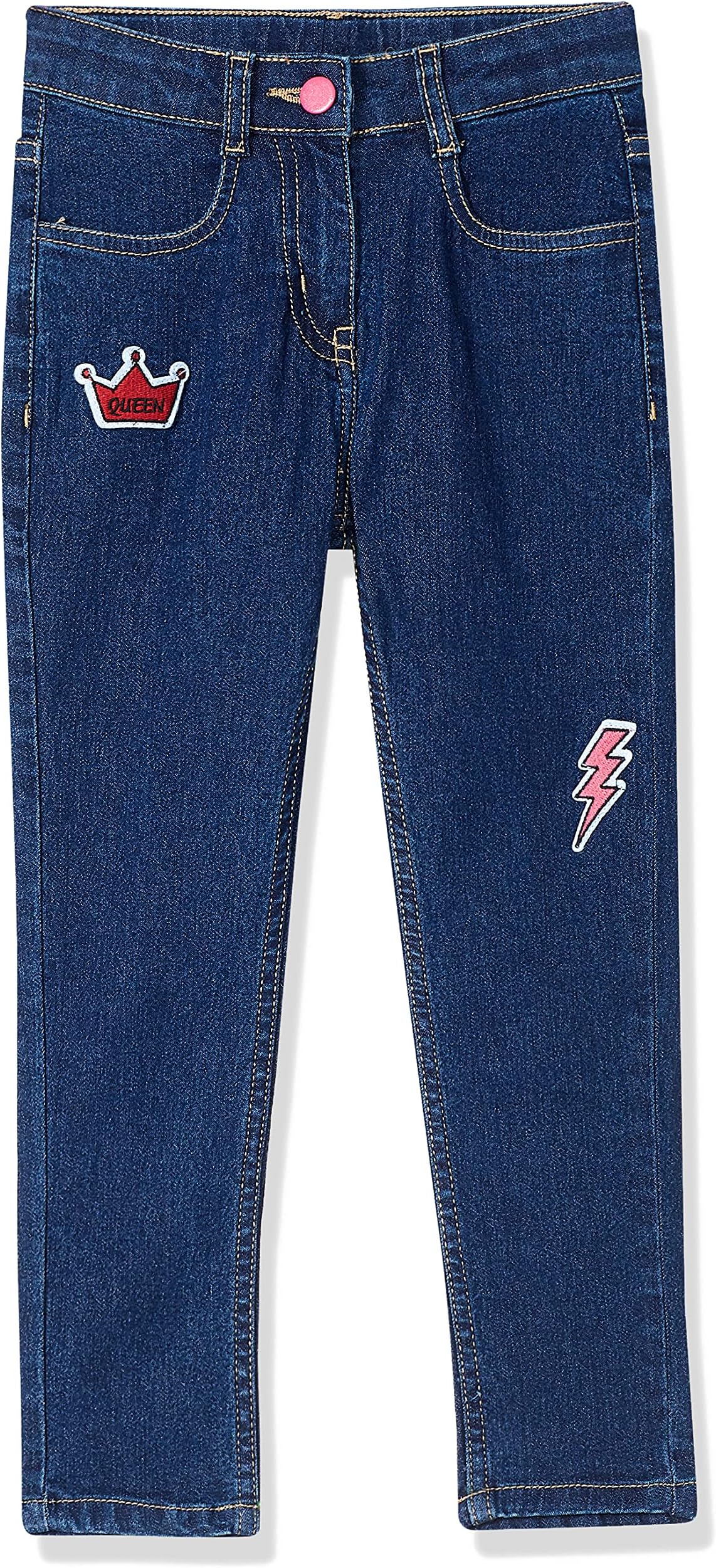 Amazon Brand - Jam & HoneyGirl's Regular Jeans (JHAW21GJNS04_Dk Blue 4_7 8 Years)