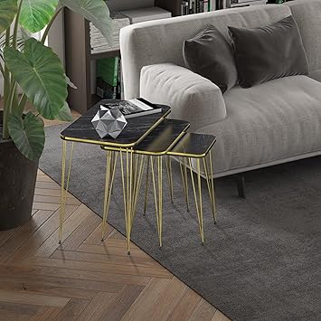 Rectangular Nesting Set of 3, Nesting Table, Modern Woodgrain Look Base for Living Room Coffee Tables or Nightstands - Coffee Table - Side End Table - Small Side Table
