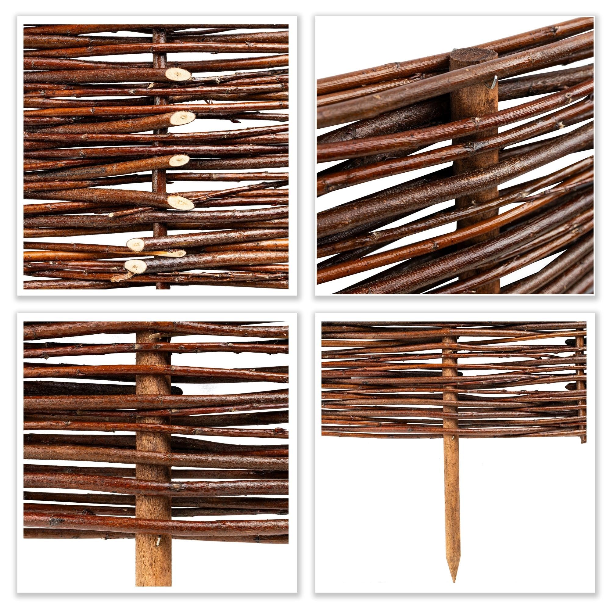 Creative Home Set de 5 Vallas de Mimbre Natural | Tamaño: 60 x 50 cm (+/- 1 cm) | Valla de Jardín para Delimitar Parterres Decorativa | Cerramiento Cercado de Césped | para Jardín Balcón Terraza