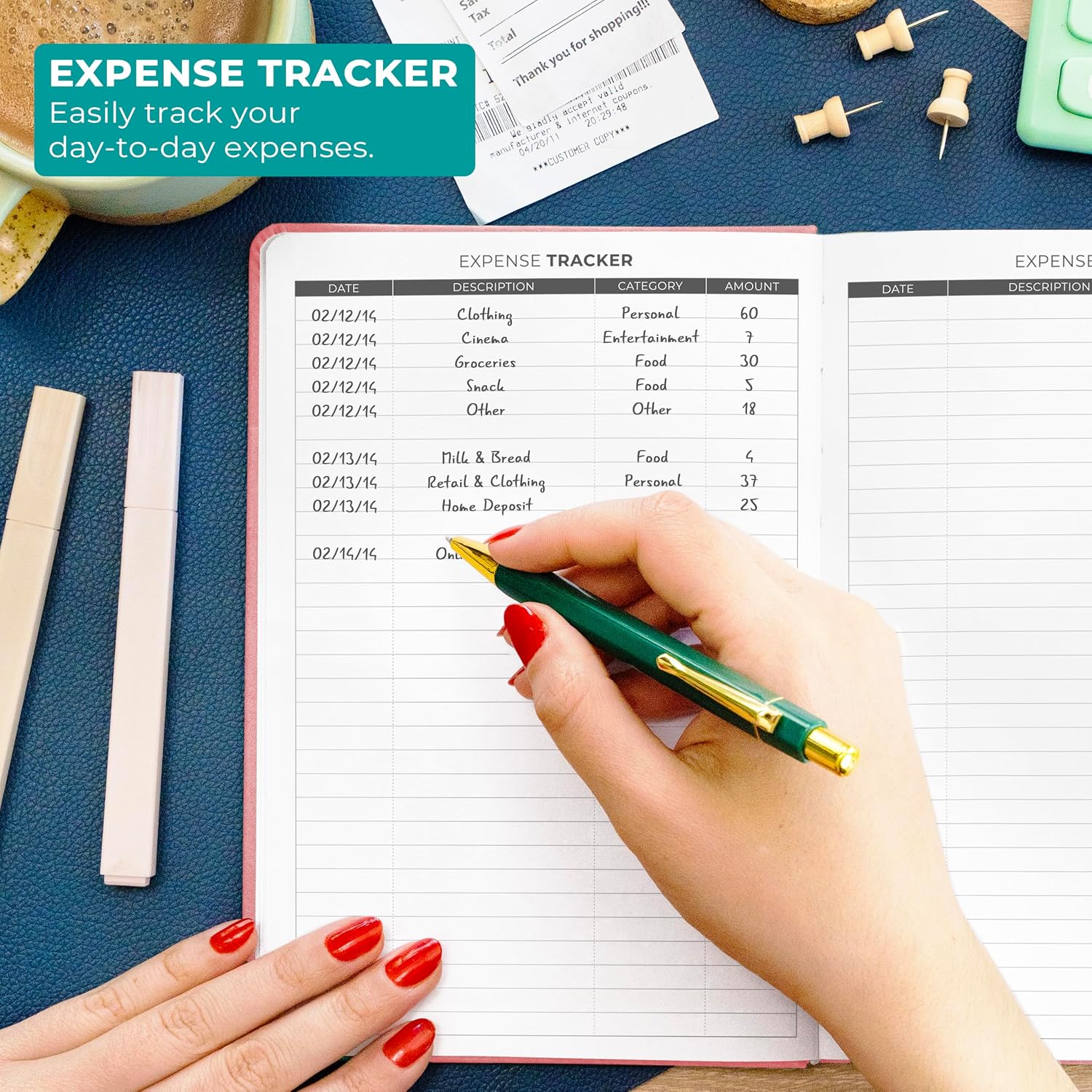Clever Fox Budget Planner, Monthly Bill Tracker Book 5.8"x8.3" Light Pink image 4