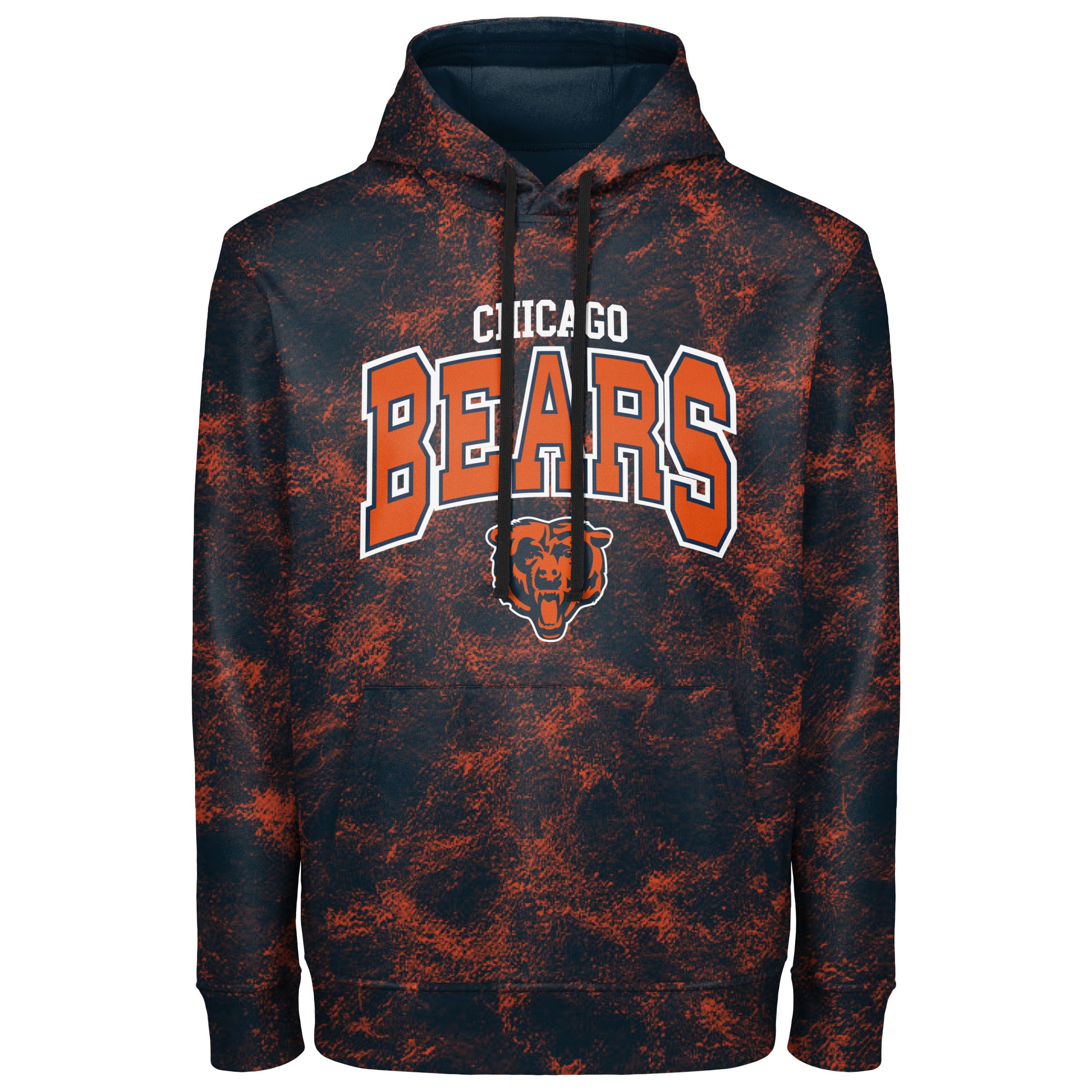 FOCO NFL Men's Officially Licensed Big Logo Wordmark Camo Performance Game Day Team Color Pullover Sweatshirt Hoodie, Chicago Bears - Navy, Small